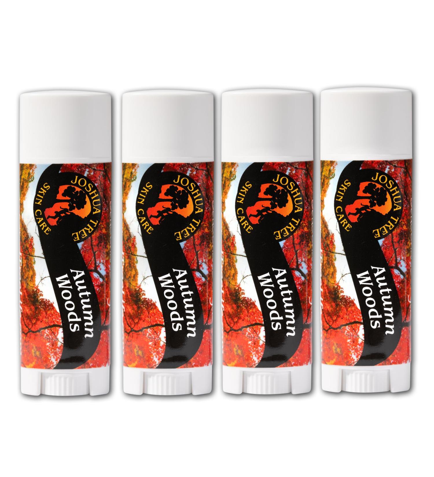 Joshua Tree Organic Lip Balm: 25 Flavor Varieties Made with Beeswax (4-pack Autumn Woods) Autumn Woods 4