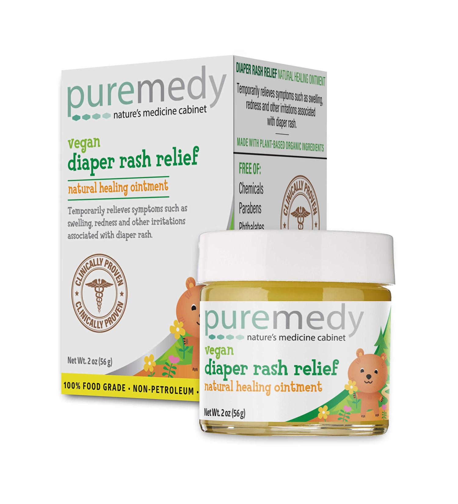Puremedy Baby Diaper Rash Healing Ointment 2 oz - Vegan Homeopathic Balm for Dry, Itchy, Flaky Skin - Buy Online on GoSupps.com