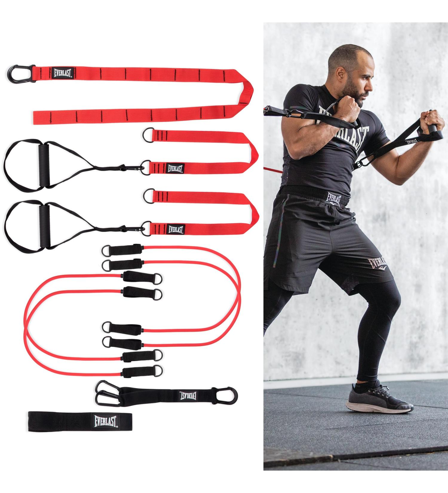 Everlast FIT Body Weight Suspension Trainer - Resistance Tubes & Anchor Strap Great for Home Gym CrossFit Pilates Fitness Full-Body Workouts Exercise & Home Gym Accessories - Buy Online on GoSupps.com