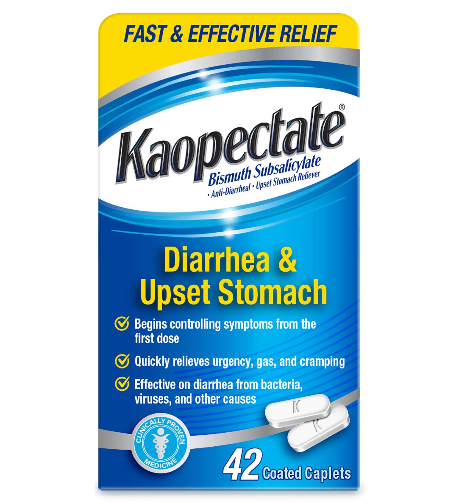 Kaopectate Multi-Symptom Anti-Diarrheal Caplets - 42 Count Pack - Upset Stomach Relief - New Version - Buy Online on GoSupps.com