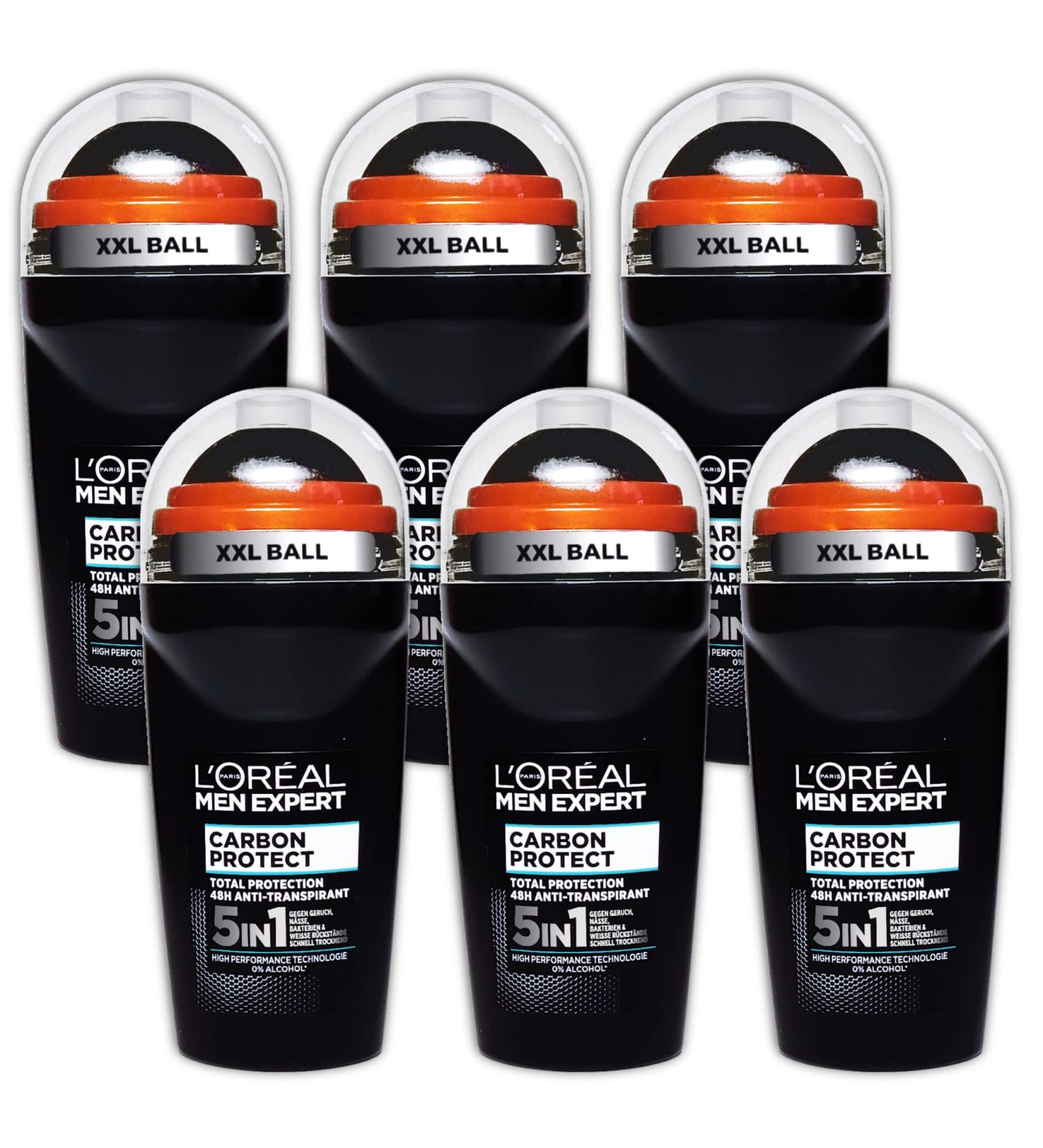 L'OR AL Loreal Men Expert Carbon Protect Roll-On Roll-On Deodorant Pack of 6 50 ml