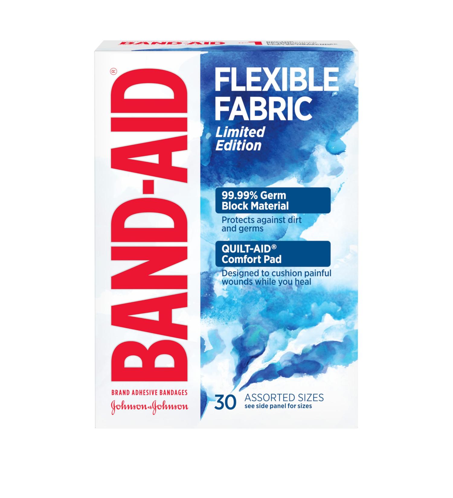 Band-Aid Flexible Fabric Watercolor Bandages First-Aid Wound Care Dressing Healing Injury Adhesive Wound Cover 30 Pack - Buy Online on GoSupps.com