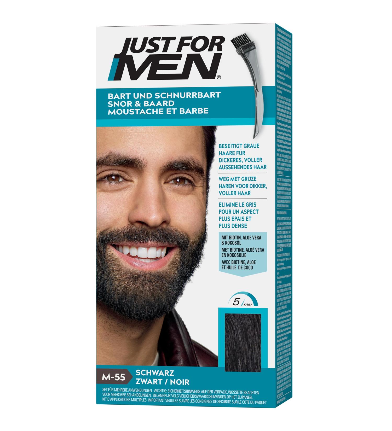 Just for Men M55 Black Beard & Moustache Colour - Eliminates Grey, Provides Thicker & Fuller Look - Buy Online on GoSupps.com