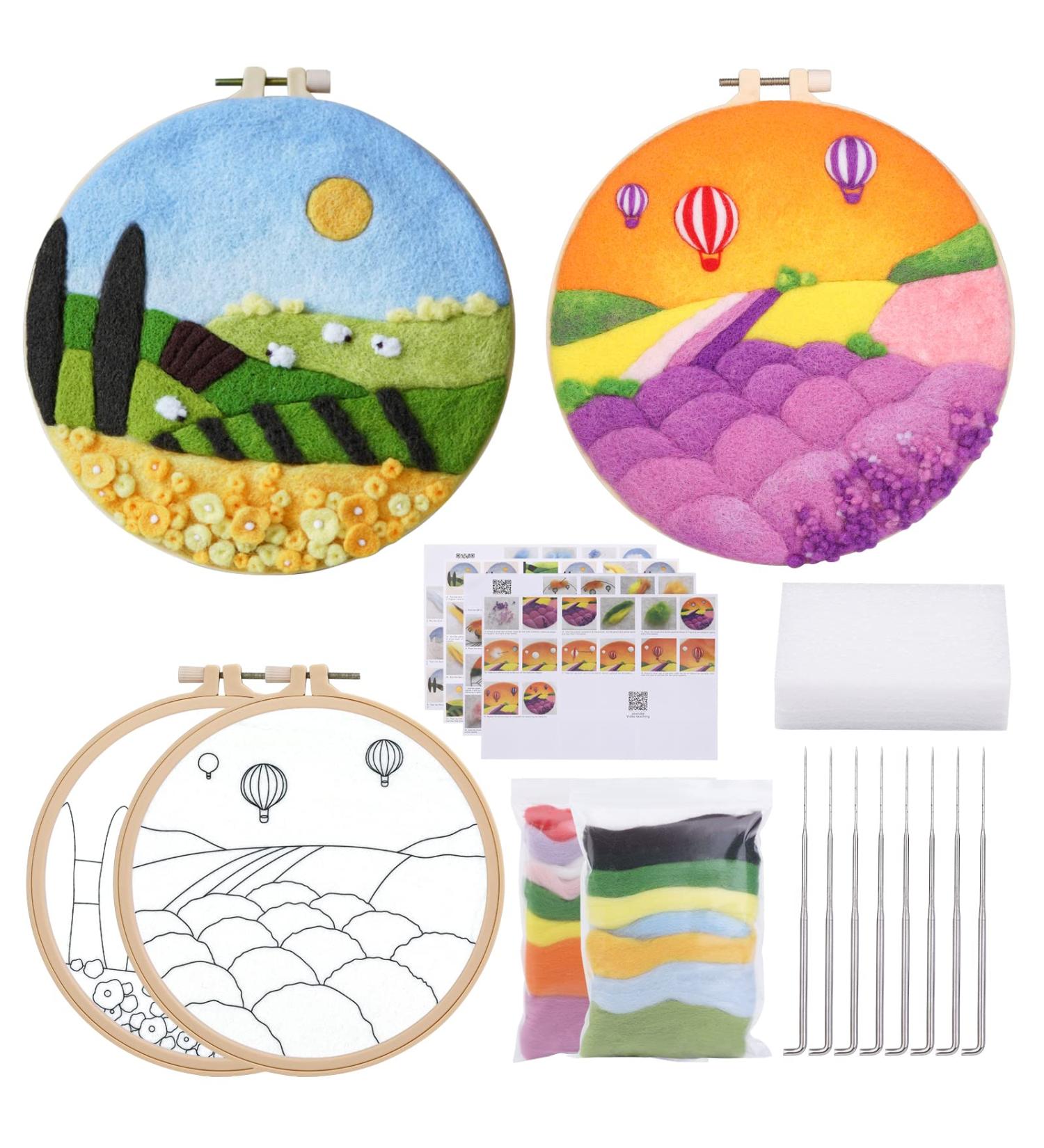 Needle Felting Kit with Wool Roving - Lavender Grassland Color | DIY Felt Painting Set for Home Decoration - Buy Online on GoSupps.com