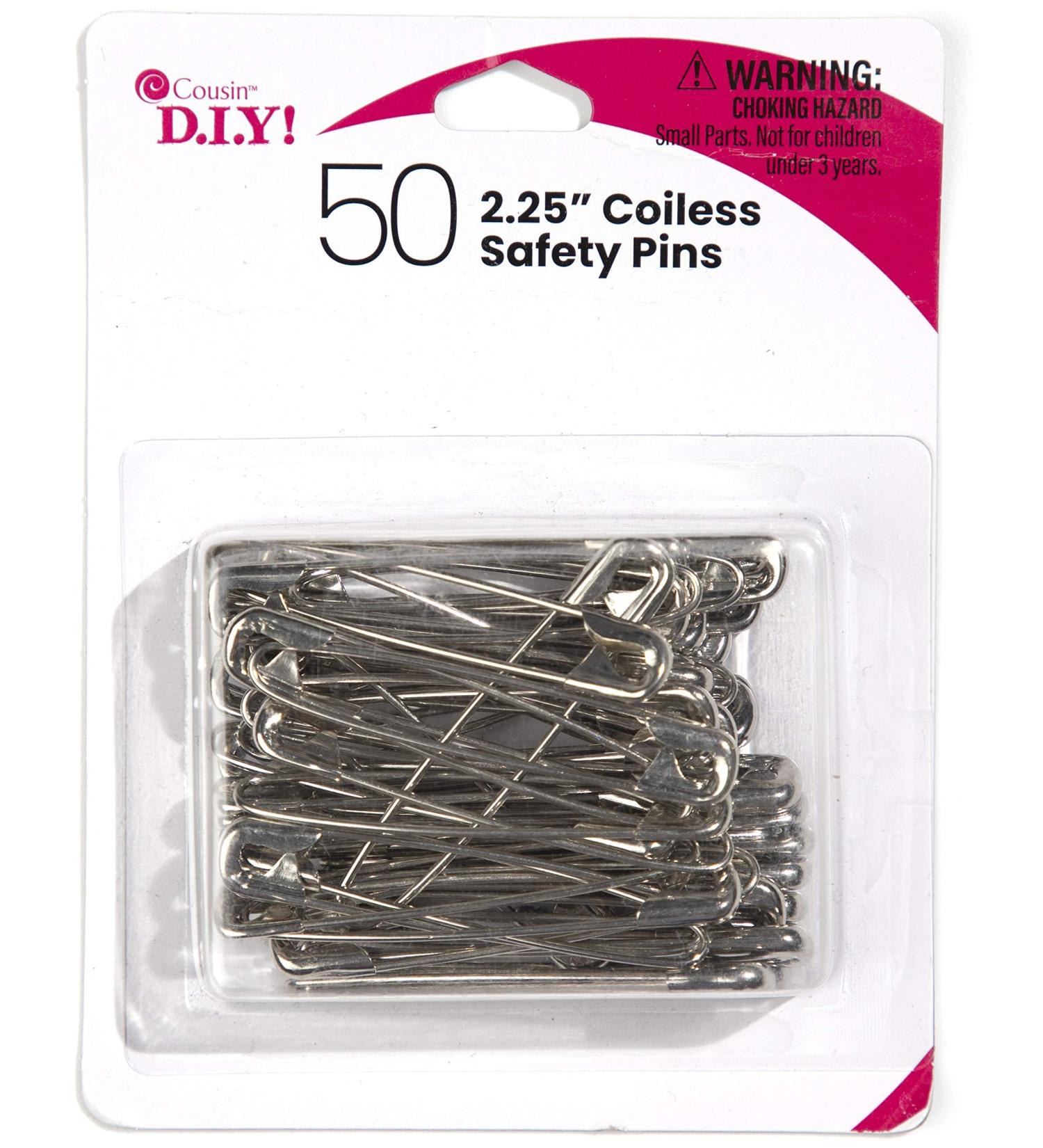 Cousin DIY 2.25 inch Nickel 50 Pack Coiless Safety Pins
