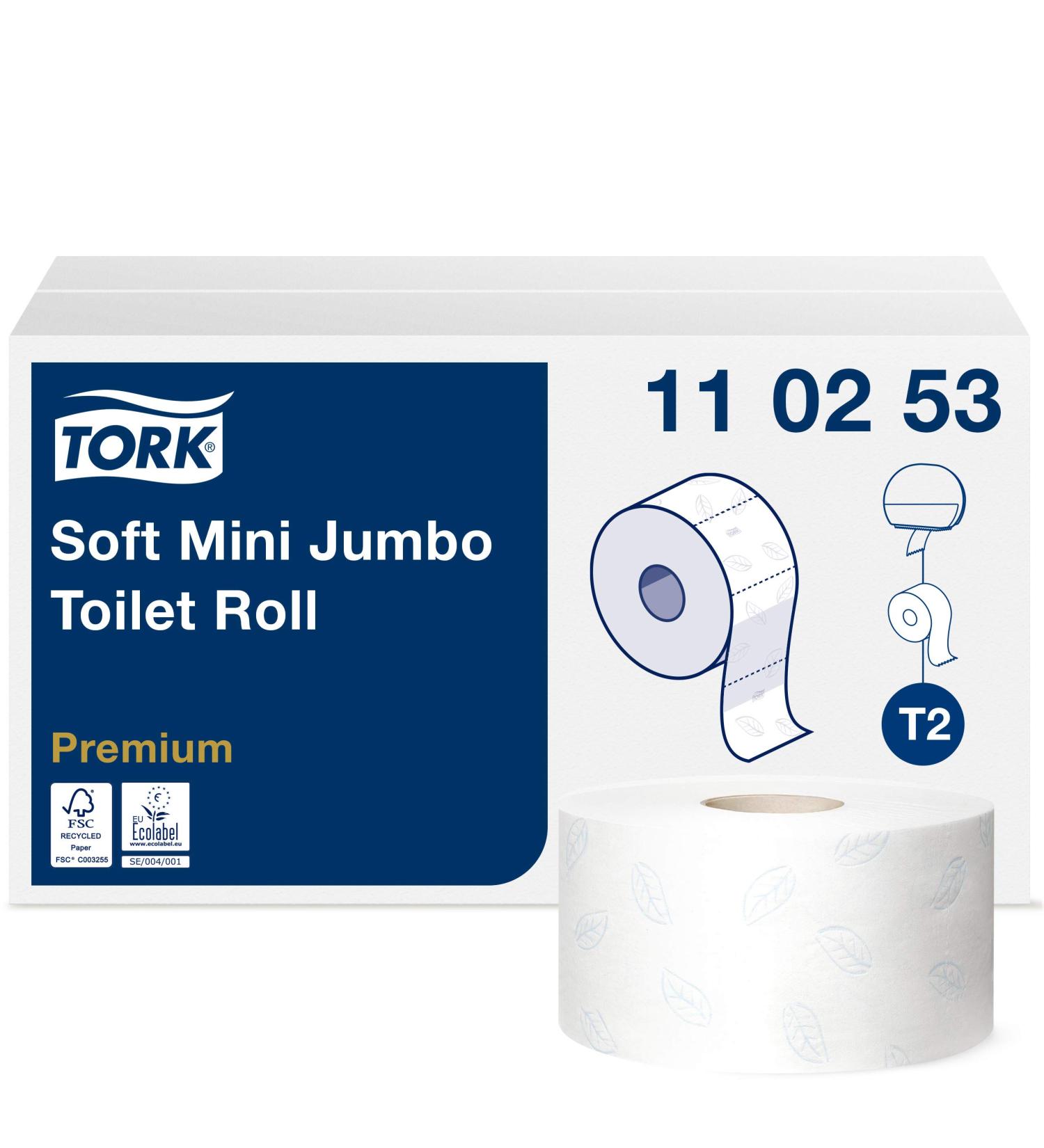 Buy Tork 110253 Mini Jumbo Soft Toilet Paper - Premium 2-Layer 1214 Sheets - 1 Roll - International Shipping - Buy Online on GoSupps.com