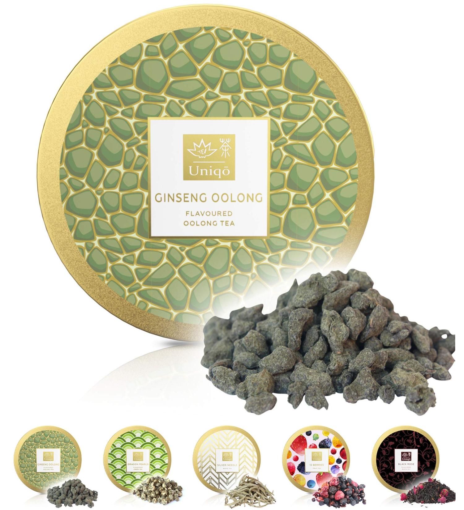 Buy Uniqo Ginseng Oolong Tea - Premium Loose Tea | Gluten-Free Vegan Naturally Flavored | Luxurious Gift Box - Buy Online on GoSupps.com