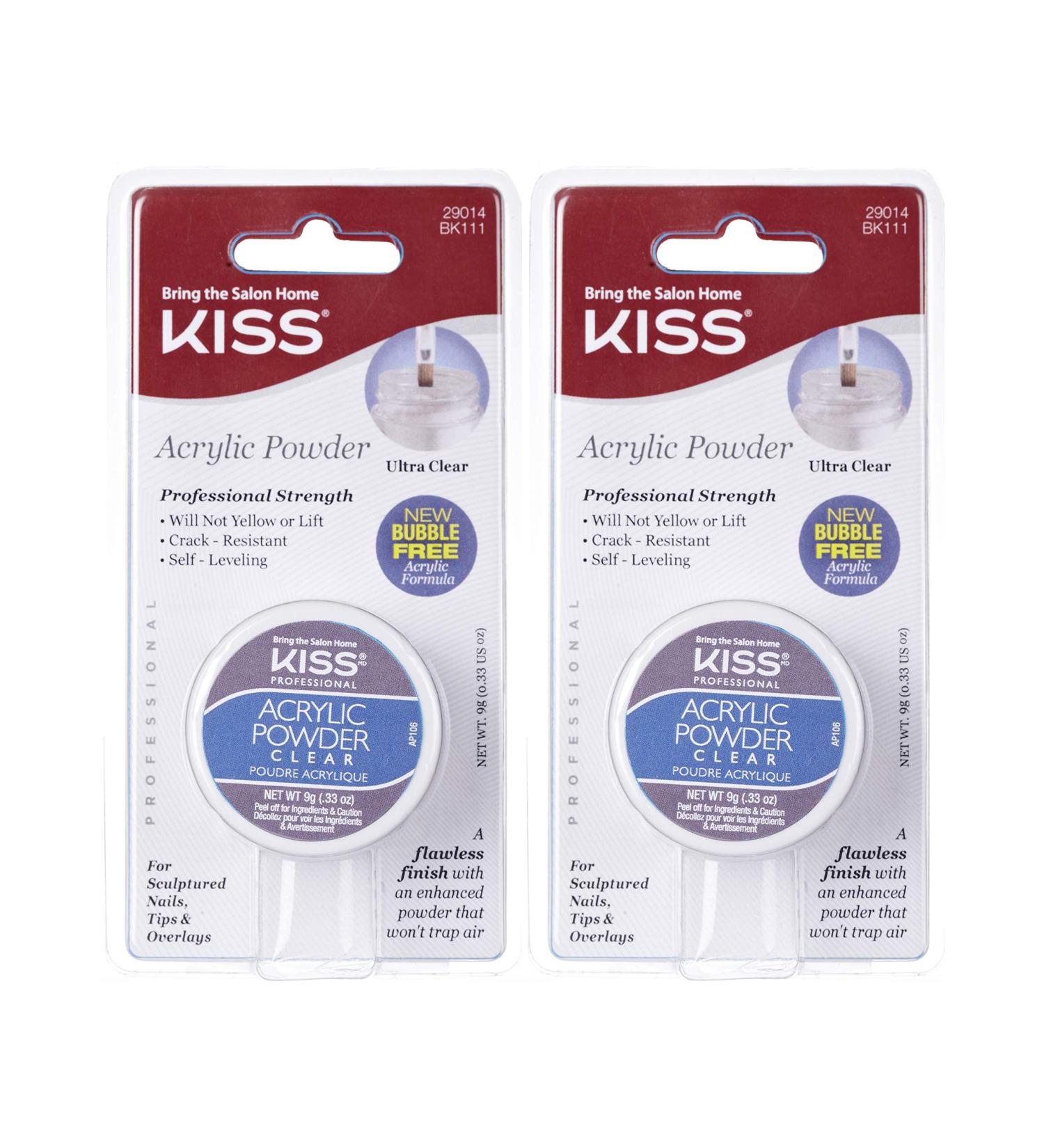 Kiss Acrylic Powder Clear 0.33 Ounce (2 PACK)