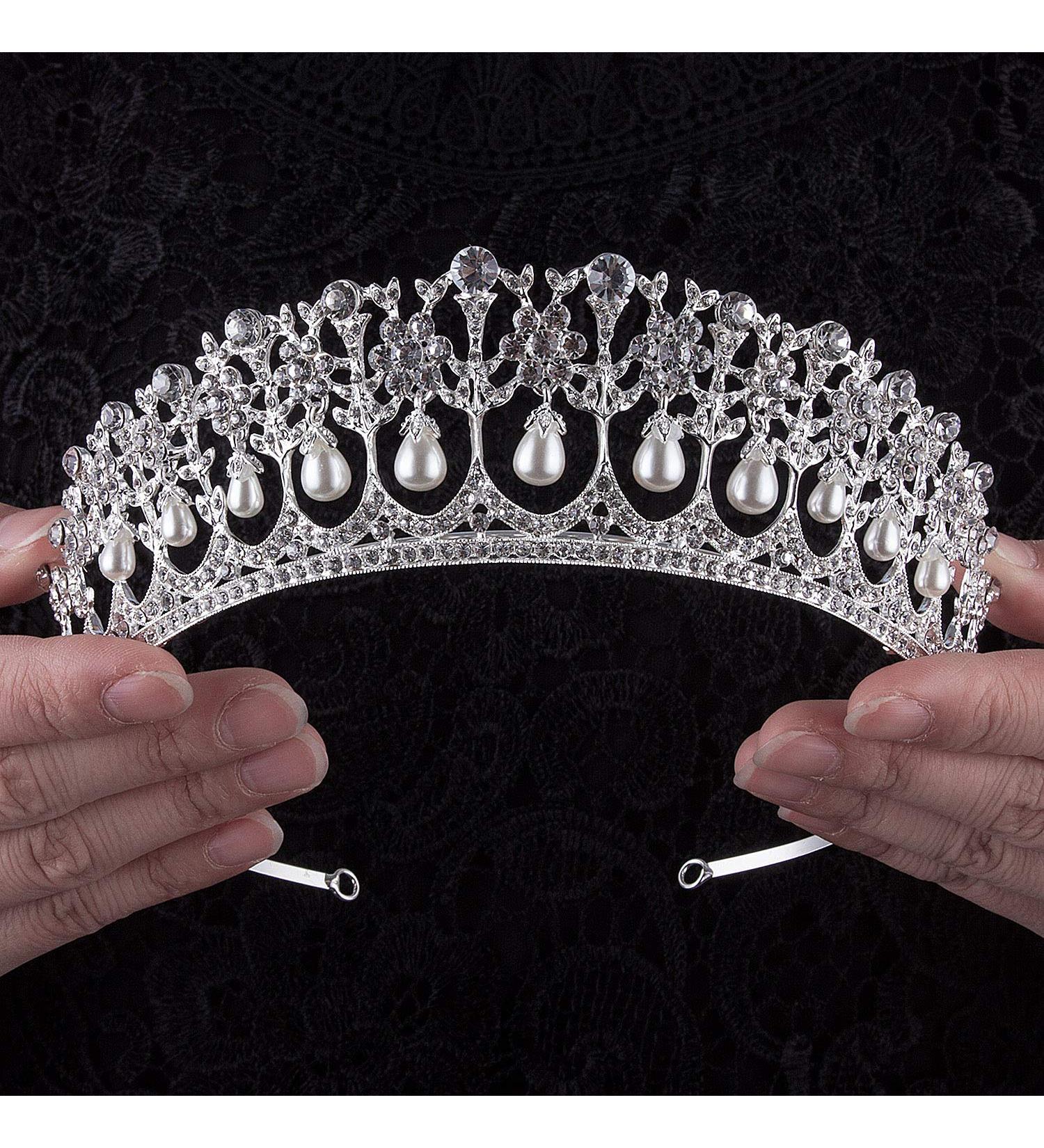 CROWN GUIDE Crystal Rhinestone Queen Bride Tiara Crown - Vintage Bridal Hair Accessories - Buy Online on GoSupps.com