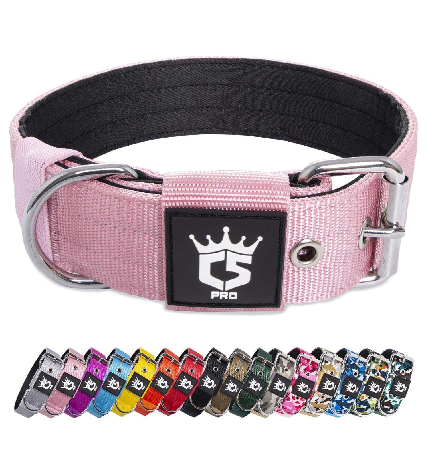 Buy Tspro Tactical Dog Collar - Military Quality 3.8cm Wide Strong & Thick with Robust Metal Buckle Pink-L (Adjustable 52cm-60cm) - Ideal for All Breeds - Buy Online on GoSupps.com