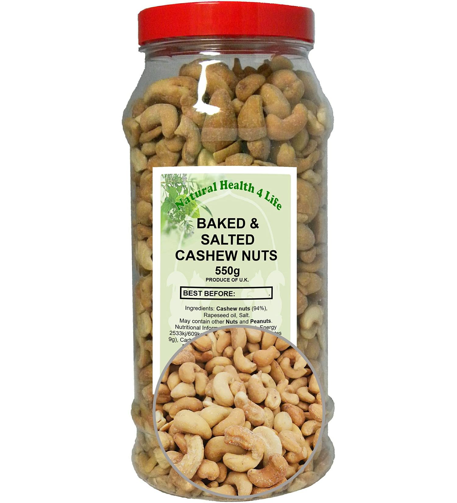 Natural Health 4 Life Baked and Salted Cashew Nuts 550g - Buy Online on GoSupps.com