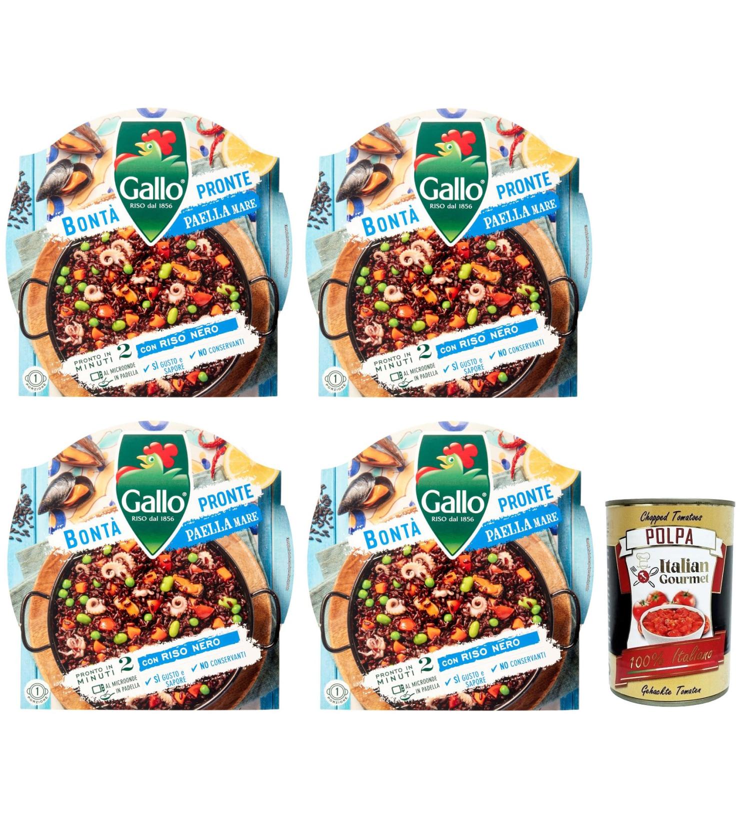  Italian Gourmet E.R. Riso Gallo Bont Pronte Paella Mare complete pre-cooked paella mix with parboiled natural rice vegetables shellfish and squid 220 g pack - Buy Online on GoSupps.com