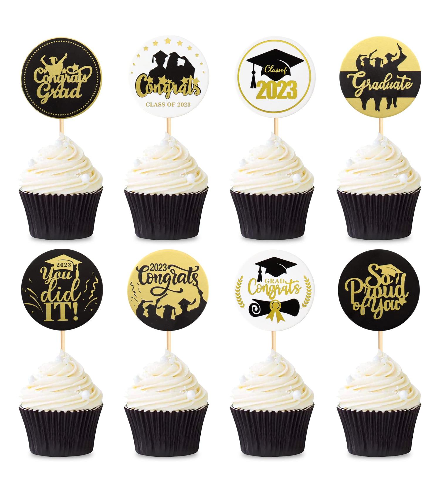 Ercadio 24 Pack 2023 Congrat Grad Cupcake Toppers 2023 Congrats Grad Cupcake Picks Graduation Cupcake Toppers You Did It So Proud of You Cake Toppers for Graduation Theme Party Cake Decors Supplies B-round Grad - Buy Online on GoSupps.com