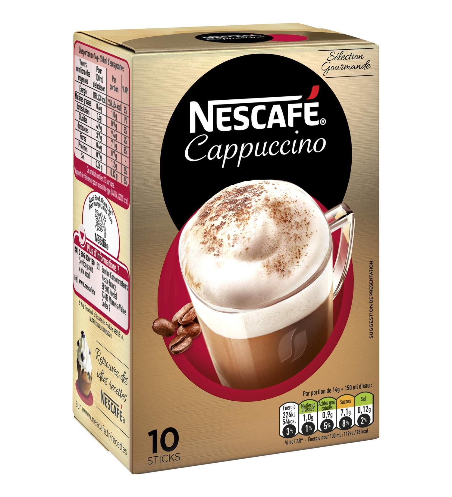 Nescaf Cappuccino Instant Coffee Pack of 10 sticks (14g each) - Buy Online on GoSupps.com