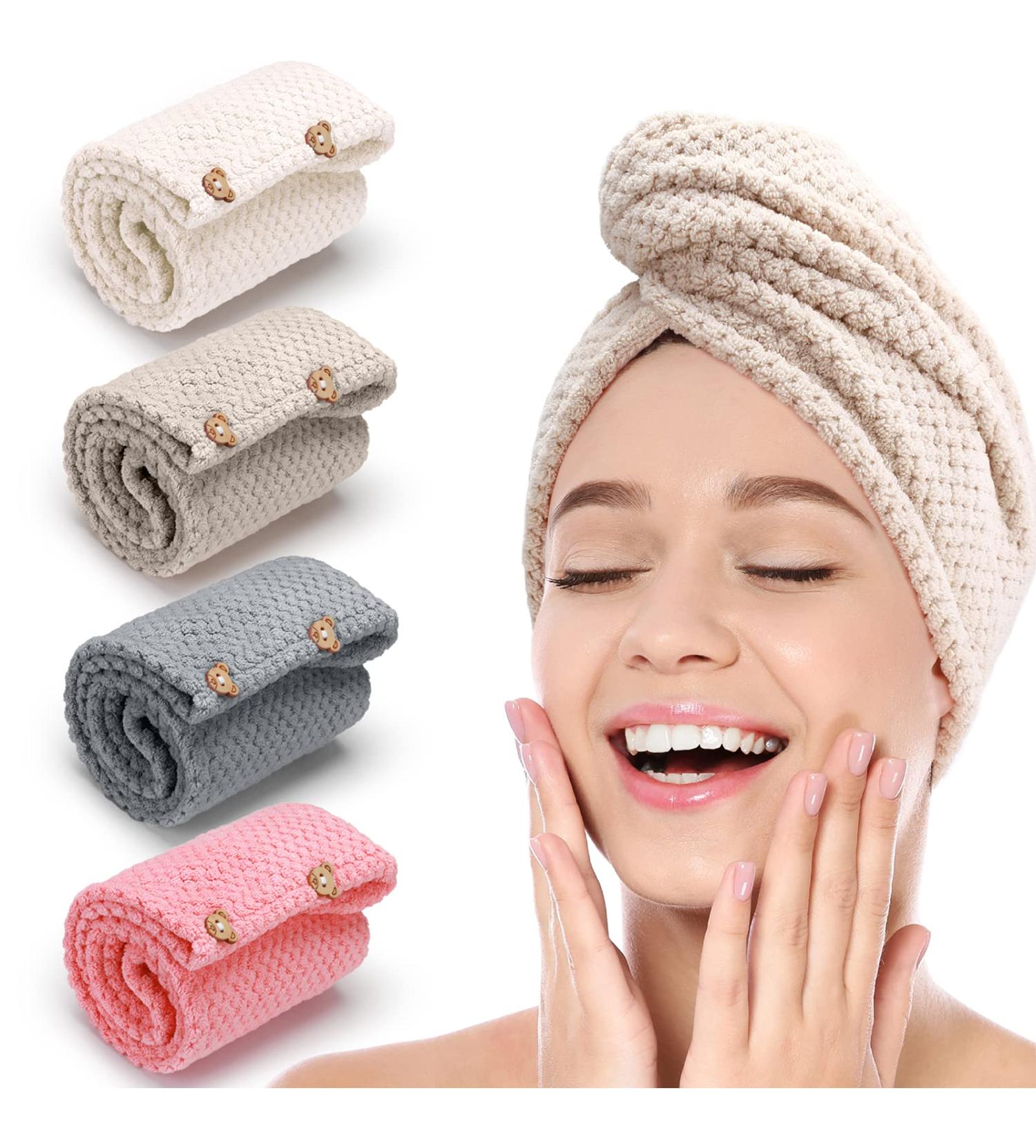 ZUMRUKES 4 Pack Microfiber Hair Towels - Super Absorbent & Fast Drying Hair Wrap for Women - Anti Frizz & Curly Hair Friendly - Buy Online on GoSupps.com