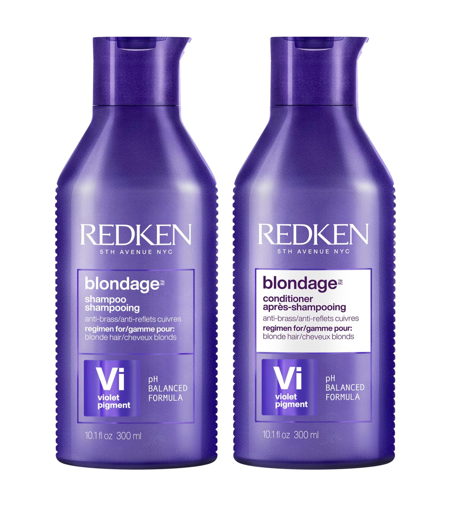 Redken Routine For Blonde and Bleached Hair Set of Shampoo and Conditioner Corrects and Neutralizes Yellow and Copper Tones With Triple Acid Protein Complex Blondage - Buy Online on GoSupps.com