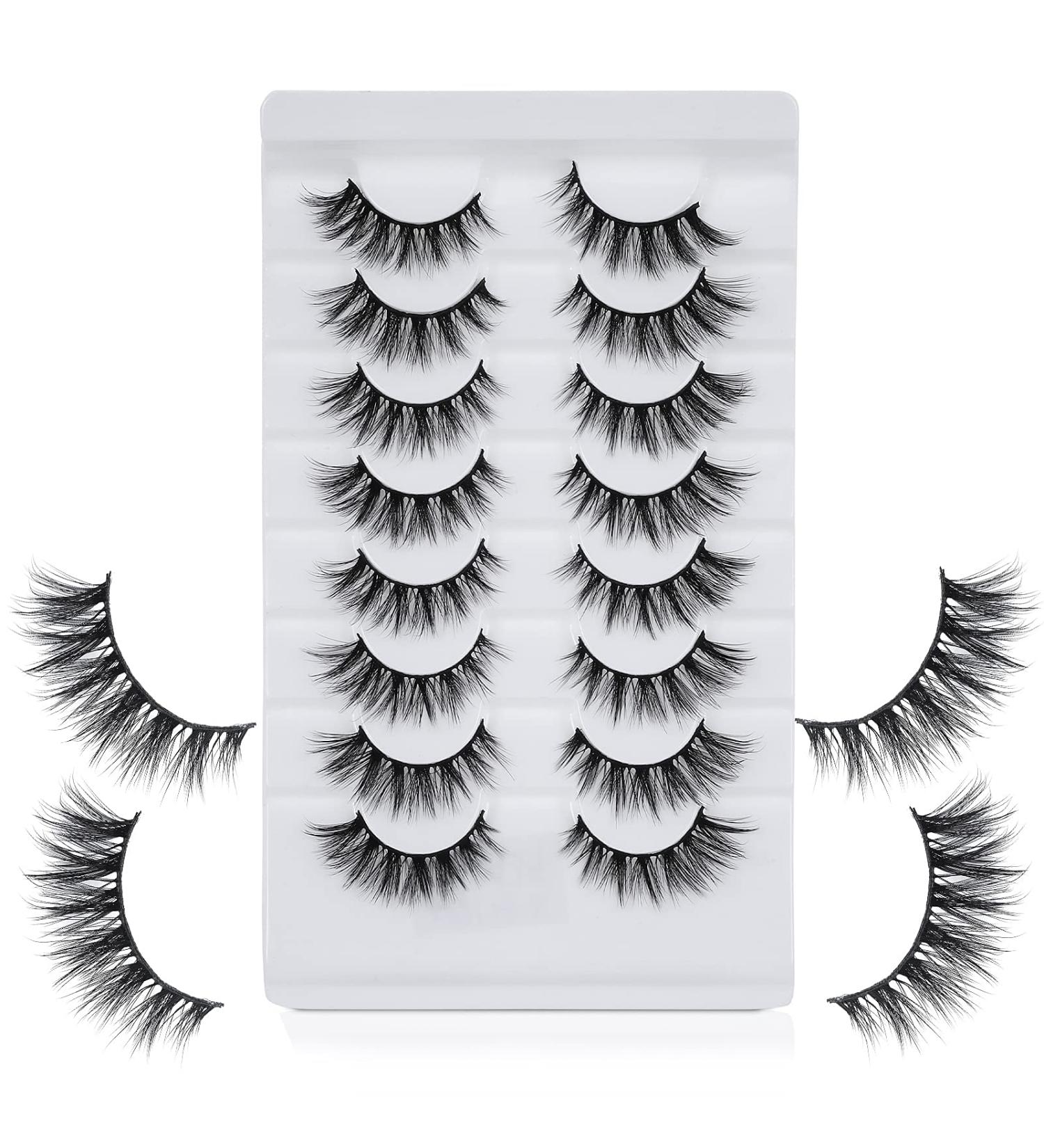 Molain 8 Pairs of Reusable 8D Nuns Natural Long False Eyelashes - Fluffy & Soft Multipack (10-18mm) - Buy Online on GoSupps.com