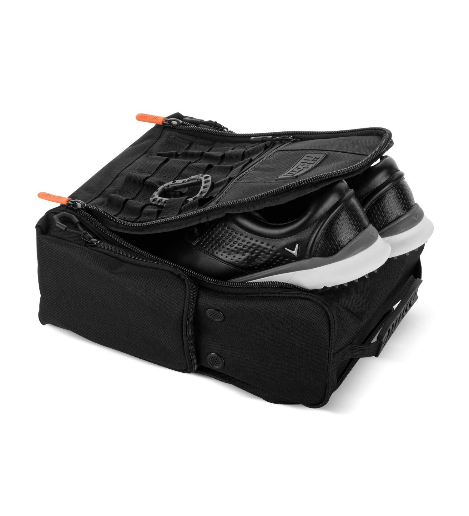 Fitdom Tactical Golf Shoe Bag - Black Zippered Carrier with Ventilation & Pockets - Buy Online on GoSupps.com
