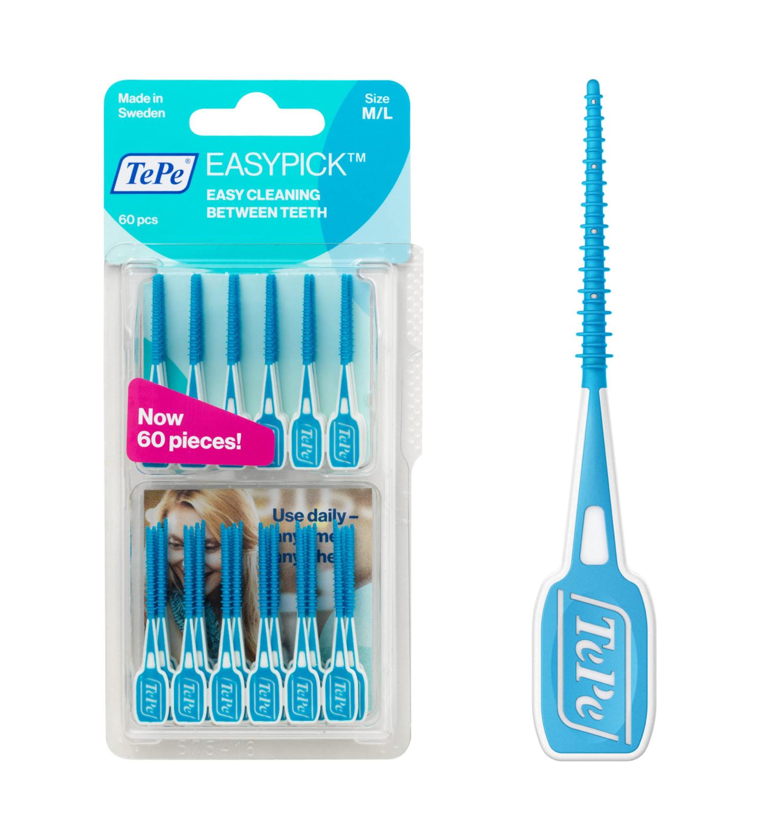 TEPE Easypick Dental Picks - Size M/L (1 x 60 Picks) for Daily Oral Hygiene, Healthy Teeth, and Gums - Buy Online on GoSupps.com