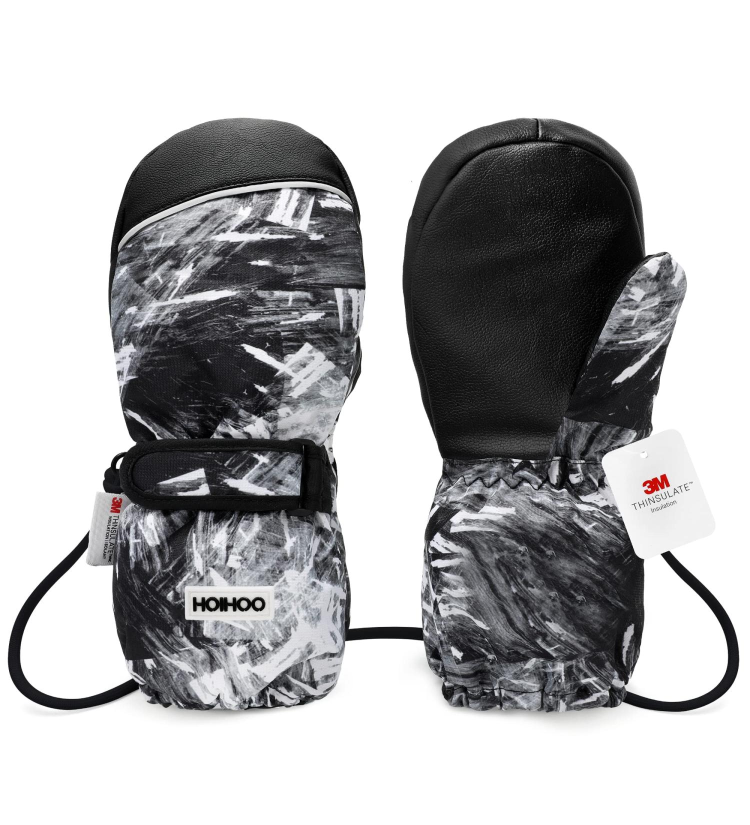 Hoihoo Kids Ski Mittens - Waterproof Snow Gloves for Boys & Girls - Black Large (9-12 Years) - Buy Online on GoSupps.com