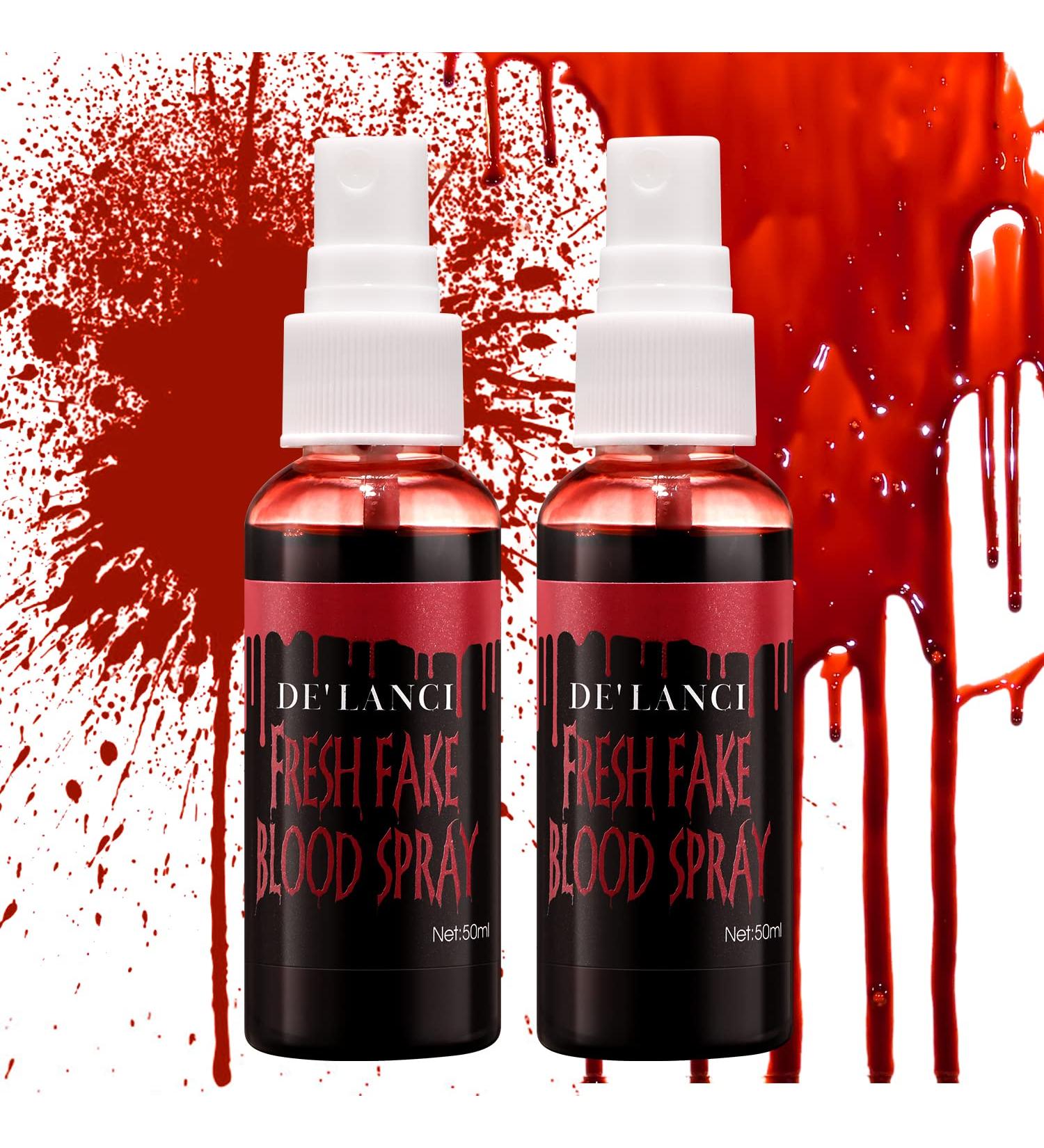 DE'LANCI Washable Fake Blood Spray - Halloween Liquid Blood for Clothes, Skin, and Eye Drops - 100g - Buy Online on GoSupps.com