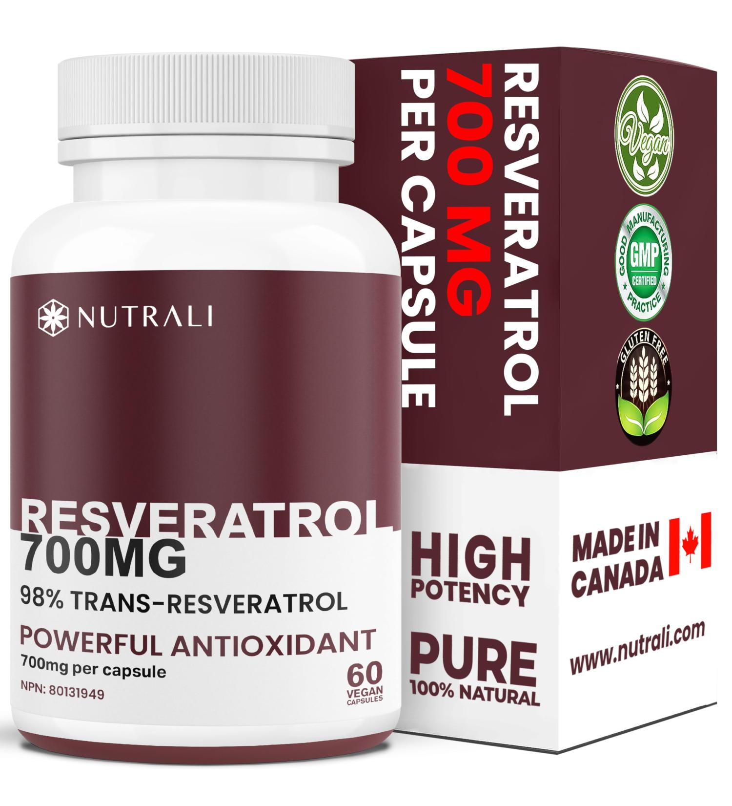 New HIGHEST POTENCY 700mg RESVERATROL Capsules 98% Pure Trans-Resveratrol Supplement Powerful Antioxidant and Anti-Inflammatory Properties. Gut Health Improved Radiant Skin Supplement for Women and Men Non-GMO Vegan Gluten Free. 60 Capsules. 60 count (Pac - Buy Online on GoSupps.com