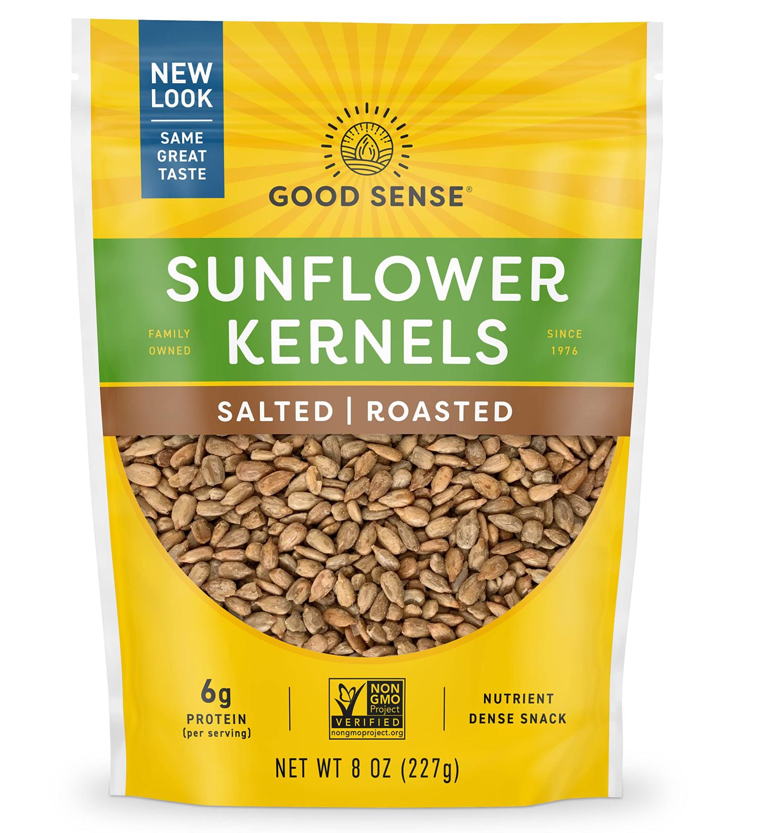 Good Sense Roasted & Salted Sunflower Nuts - 96 Ounces (Pack of 12) | Shelled Sunflower Seeds in 8 Ounce Bags - Buy Online on GoSupps.com
