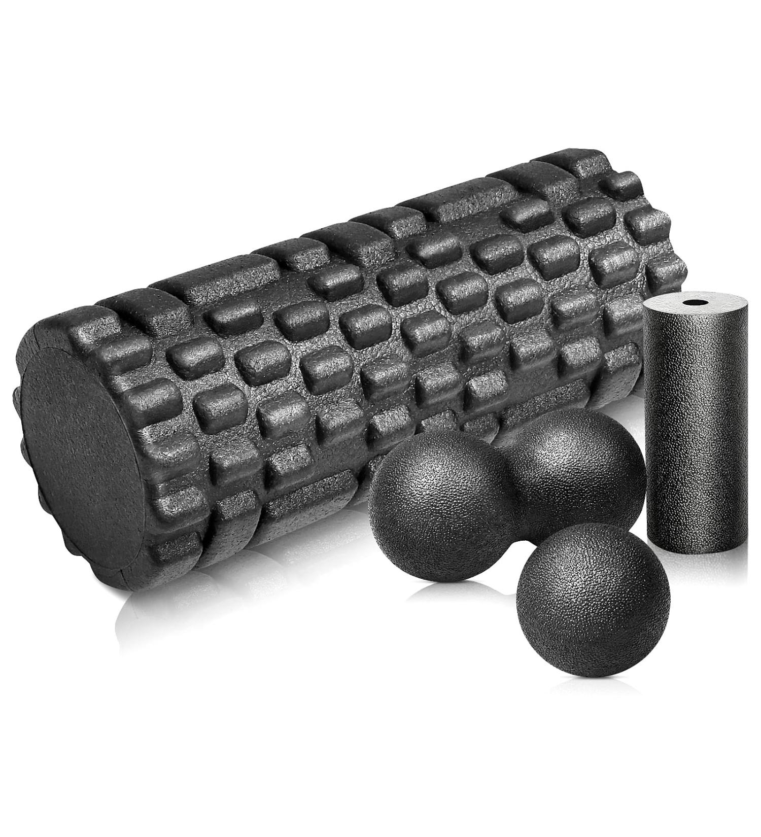 Fascia Roll Set - 3D Textured Massage Roller & Ball for Back Legs & Feet - Enhance Recovery & Flexibility - Buy Online on GoSupps.com