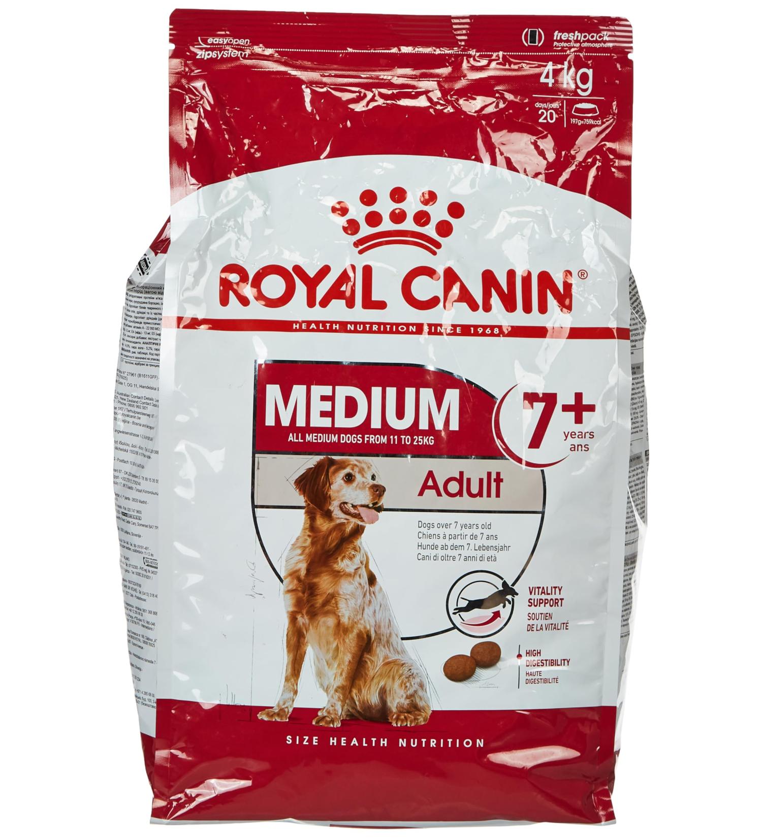 Royal Canin Medium Adult 7+ Dry Dog Food 4kg - Buy Online on GoSupps.com