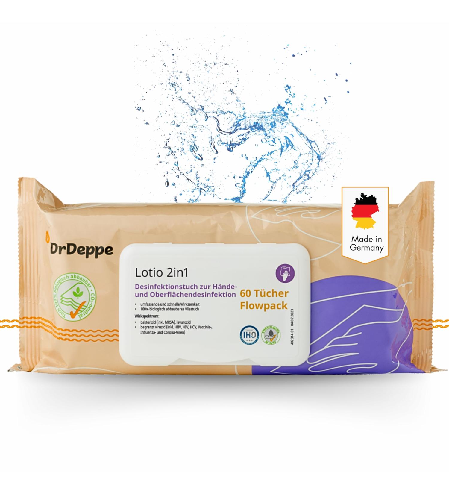 DR Deppe 2in1 Disinfection Towels with Aloe Vera | 100% Biodegradable & Eco-Friendly | Effective Bacteria & Virus Elimination - Buy Online on GoSupps.com