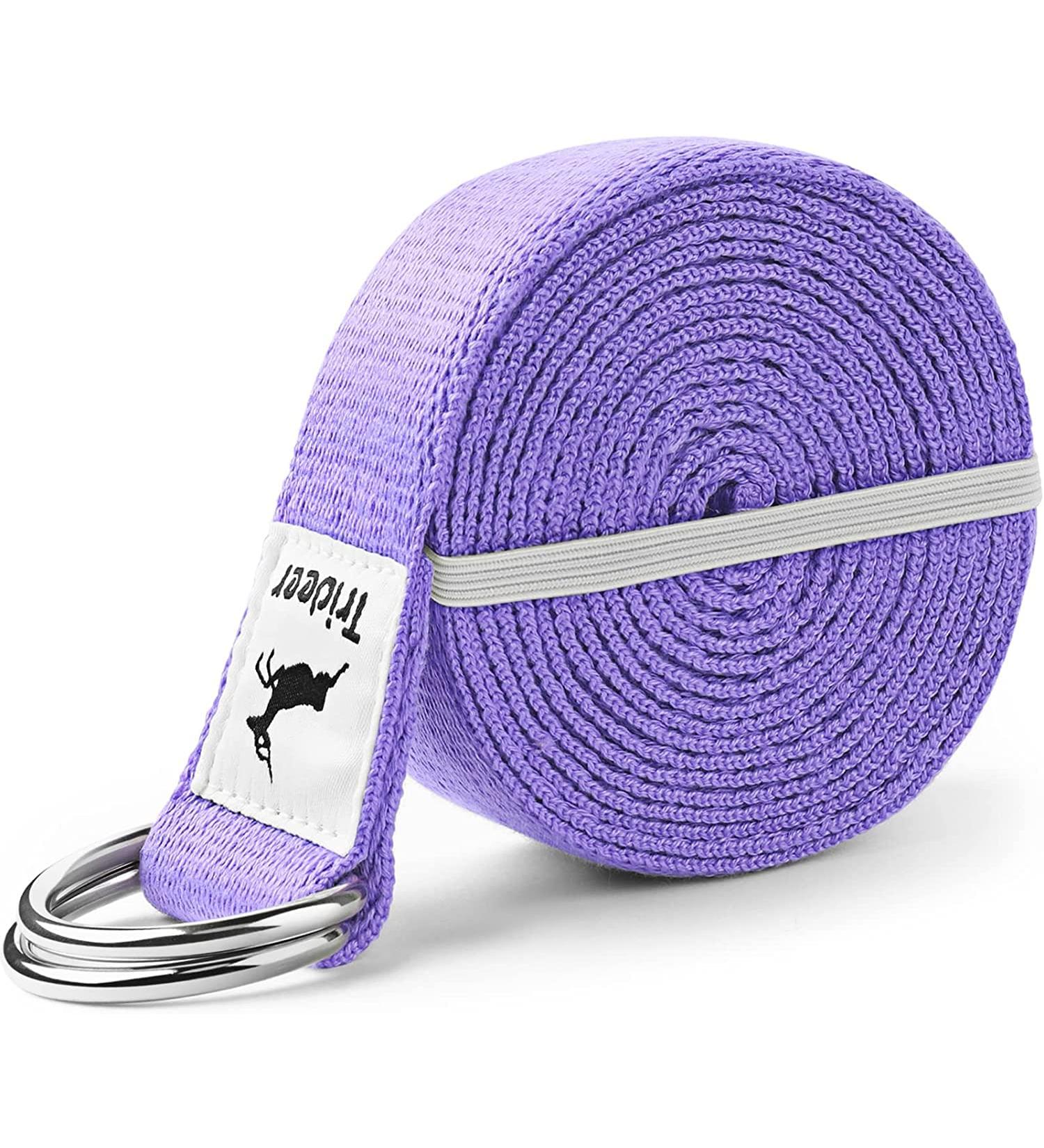 Trideer 8ft Purple Yoga Strap with Adjustable D-Ring Buckle - Non-Elastic Yoga Belt for Stretching, Pilates, Physical Therapy & Improved Posture | Yoga Accessories for Women & Men - Buy Online on GoSupps.com