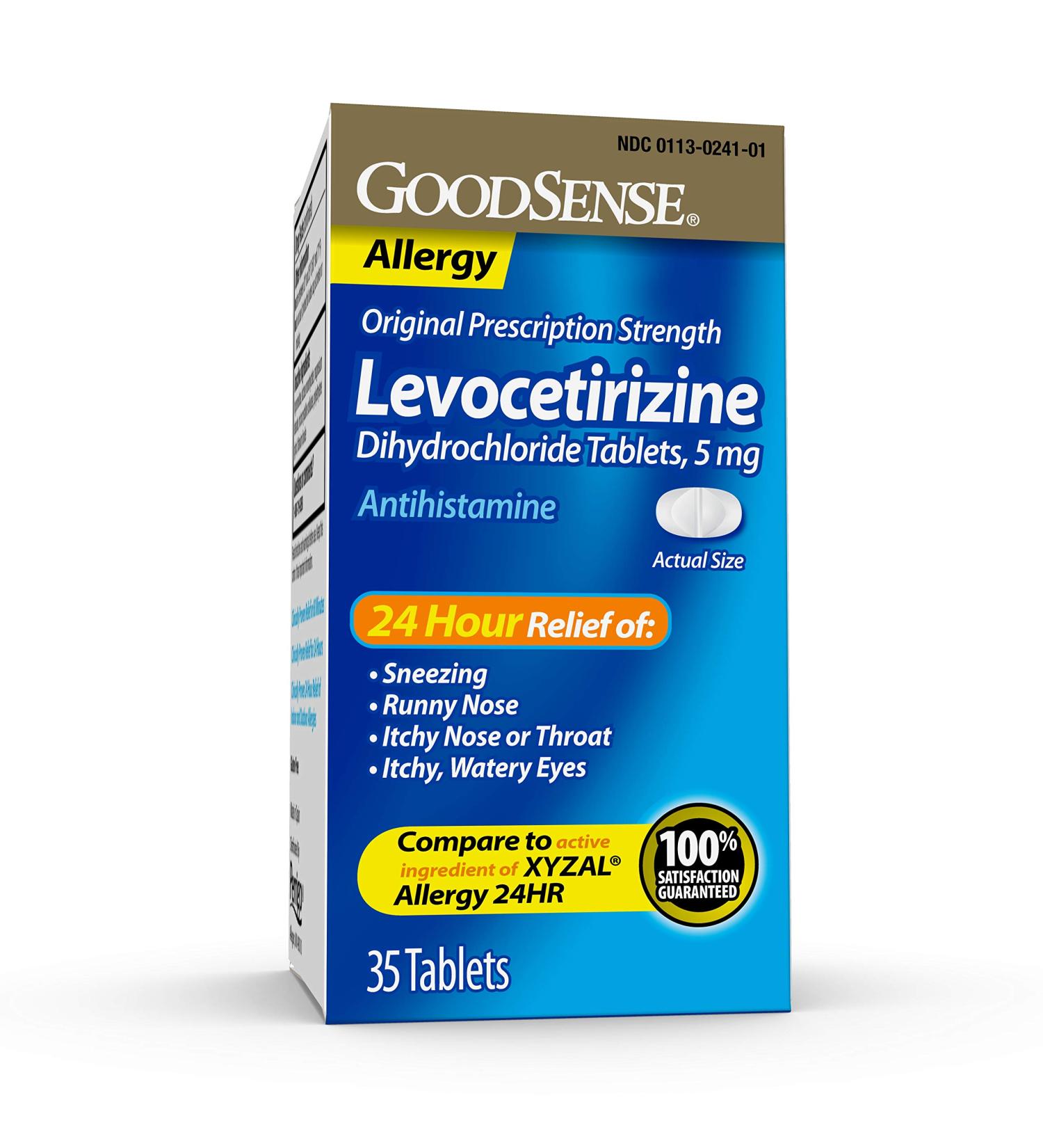 GoodSense Levocetirizine Dihydrochloride Tablets 5 mg - 35 Count - All Day Allergy Relief - Buy Online on GoSupps.com