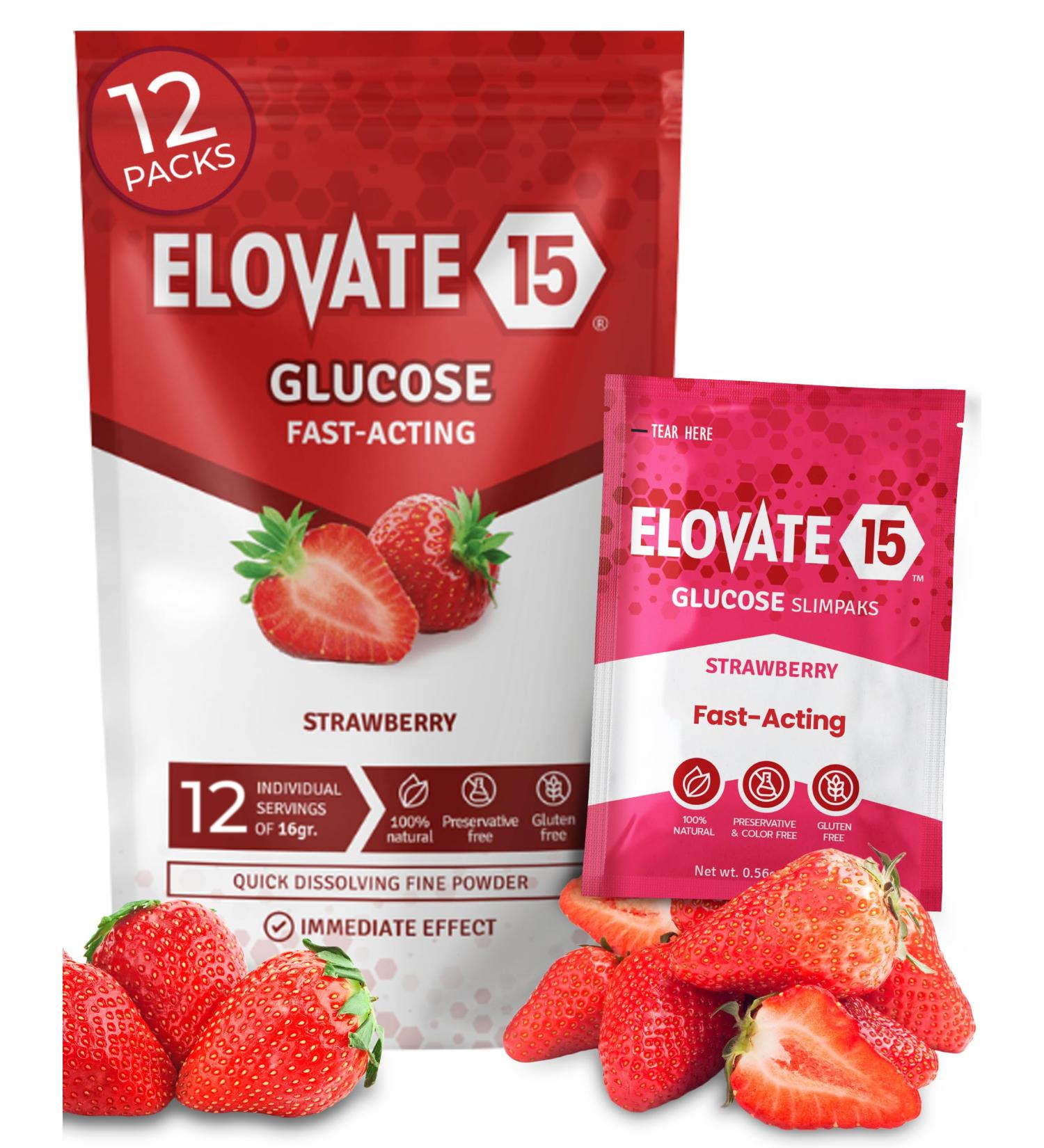 Fast Acting Glucose Packets - Quick Dissolving Gluten-Free 15g of Glucose Powder Packets for Sugar & Energy Dips - Oral Dextrose Powder for Kids & Adults Hypoglycemia (12 x Strawberry) Strawberry 0.56 Ounce (Pack of 12) - Buy Online on GoSupps.com