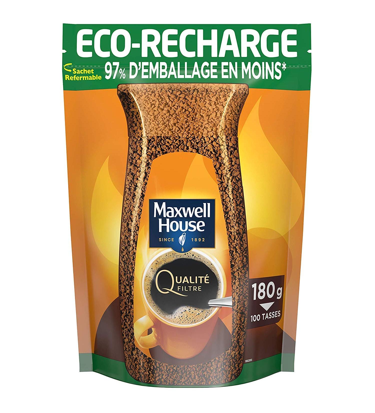 MAXWELL HOUSE Qualit Filtre Recharge Soluble 180g - Lot de 4 (env. 400 tasses) - Buy Online on GoSupps.com