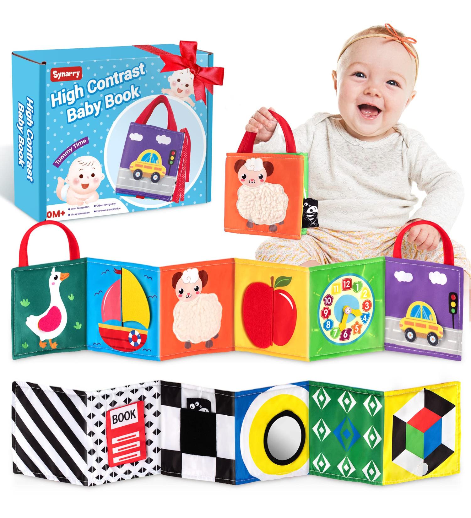 Synearry Color Baby Fabric Book | Interactive Picture Book with Mirrors | Toddler Perception Learning Toy | Perfect Gift for Babies 0-6 Months - Buy Online on GoSupps.com