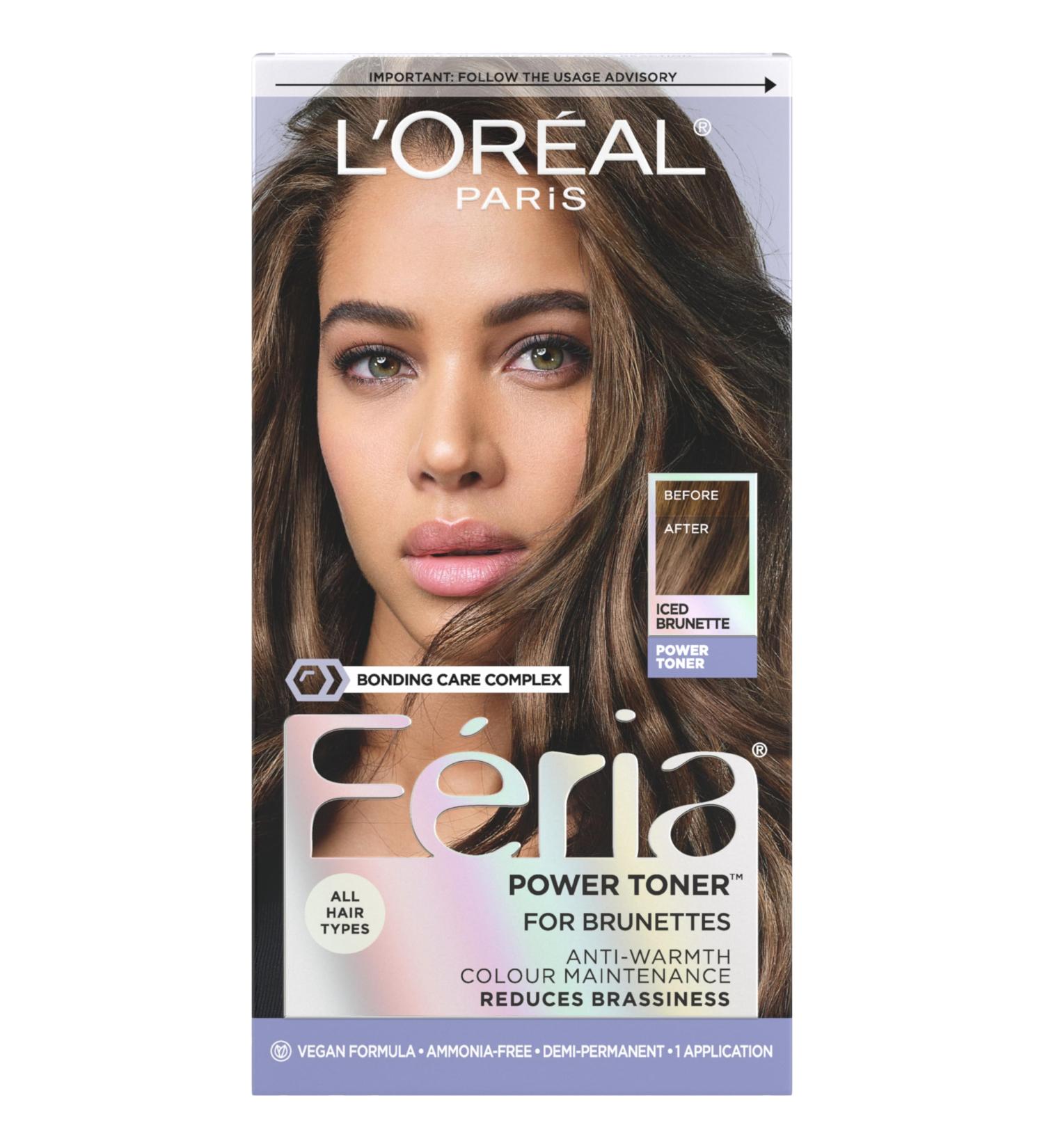 L Or al Paris Feria Toner for Brunettes - Long Lasting Anti-Brass Vegan & Ammonia-Free Hair Care | Iced Brunette Kit - Shop Internationally - Buy Online on GoSupps.com