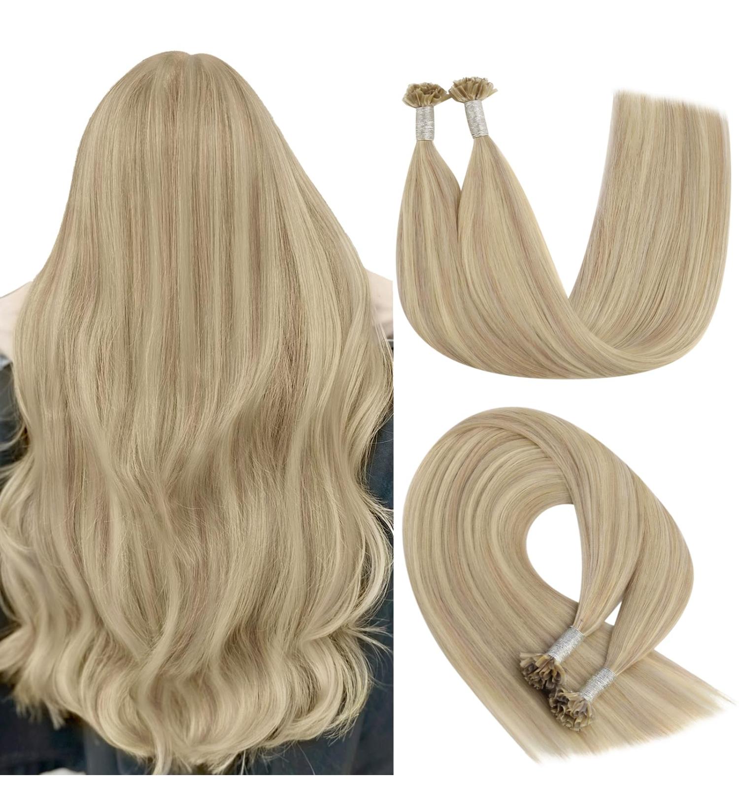 Youngsee Extensions | Real Hair U Tip Bondings - Blond Ashblond & Platinblond | 55 cm Keratin Hair Extensions | #18/613 - Buy Online on GoSupps.com