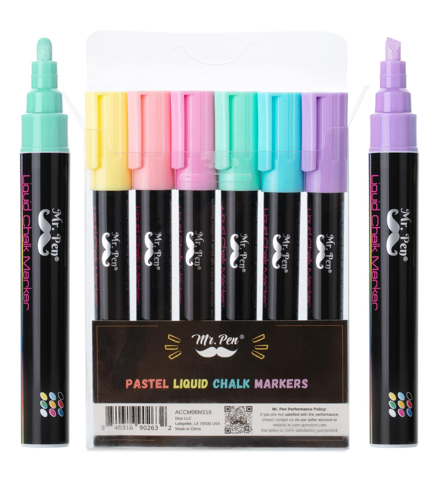 Mr. Pen Chalk Markers - 6 Pack Pastel Colors with 8 Labels | Liquid Chalk Markers for Chalkboard, Glass, Erasable | Chalk Pens & Markers - Buy Online on GoSupps.com