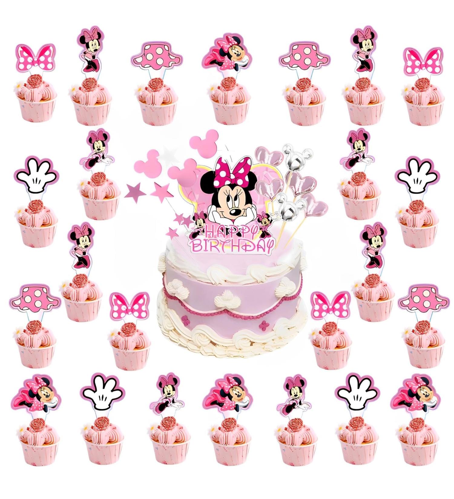 Buy 49-Piece Mini Mouse Cake Decoration Set - Cute Cartoon Topper for Girls' Birthday Parties - Perfect Pink Decor for Cakes - Buy Online on GoSupps.com