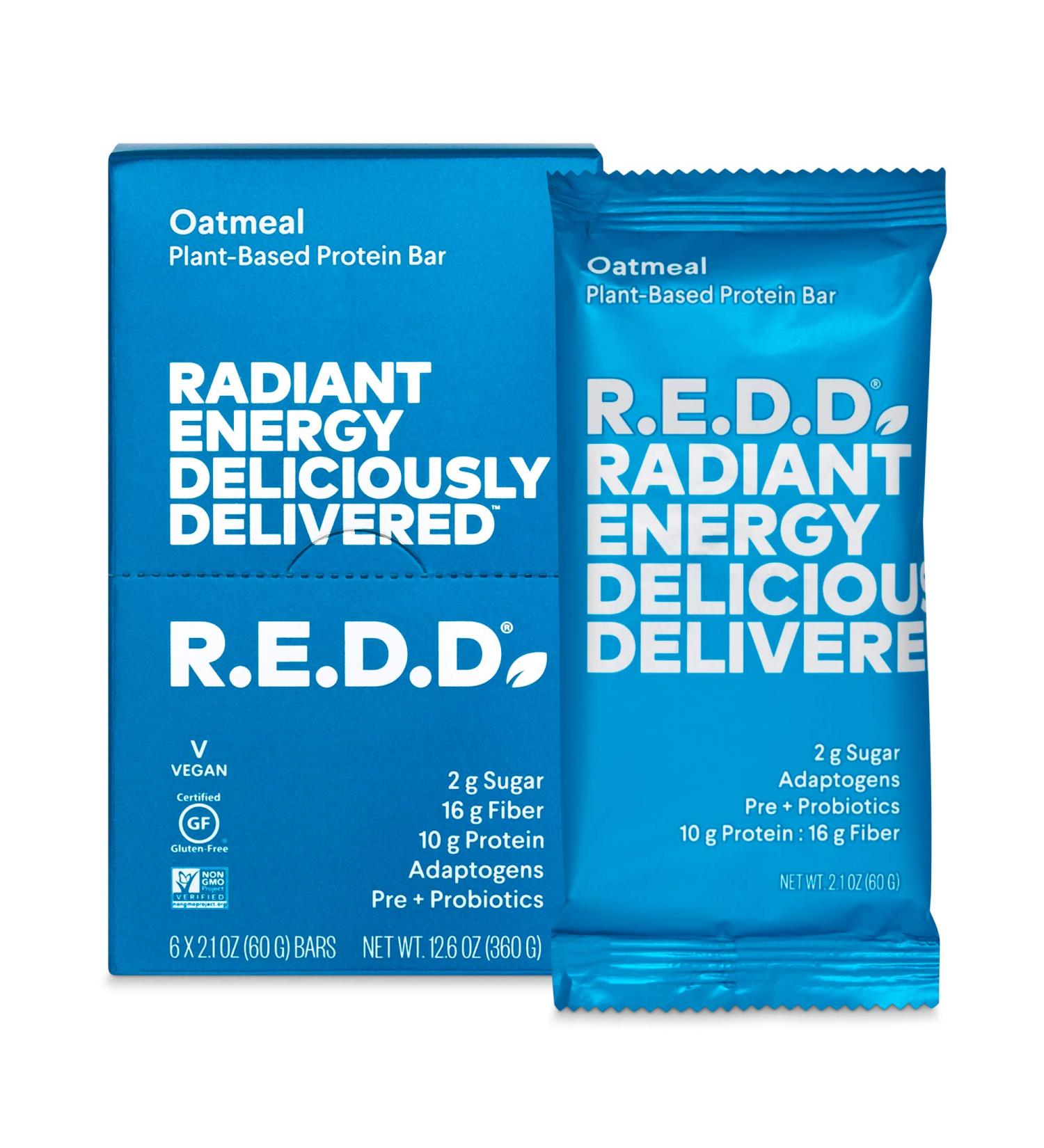 R.E.D.D. Bar Vegan Protein Bar - Low Sugar & Gluten-Free Oatmeal - 6 Bars - Buy Online on GoSupps.com