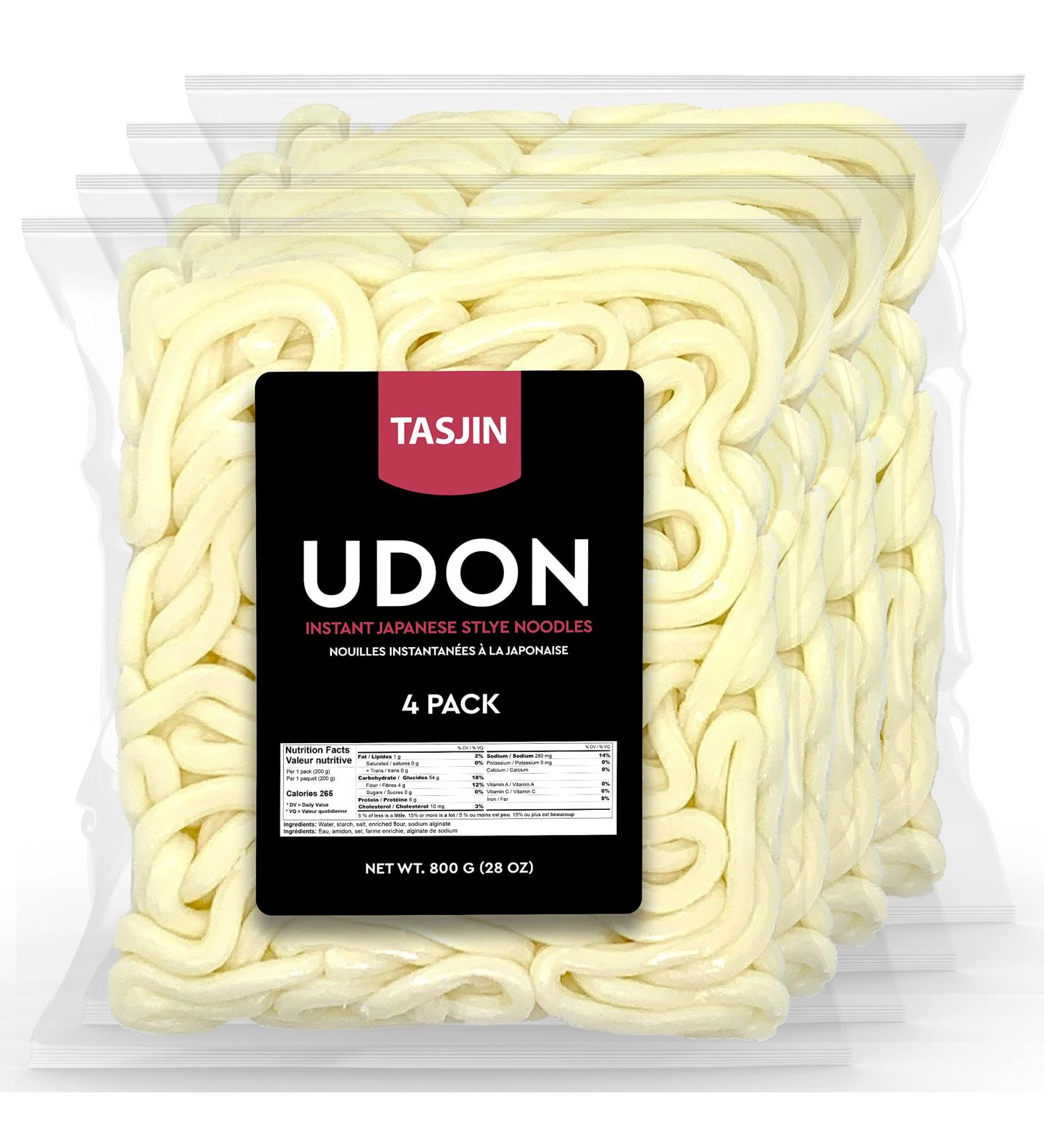 Udon Noodles (800g Total 4PK) Packed in Canada | Instant Japanese Style Noodles Ideal for Traditional Noodle Stir-fry Soup Broth (Pack of 4) | By Tasjin - Buy Online on GoSupps.com