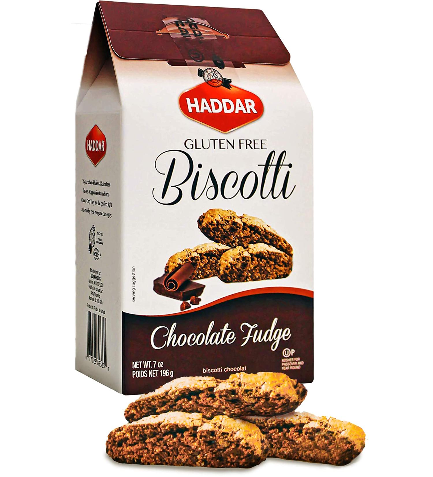 Haddar Gluten Free Chocolate Fudge Biscotti 7 oz - Grain Free & Rich Tasting | Certified Kosher For Passover - Buy Online on GoSupps.com
