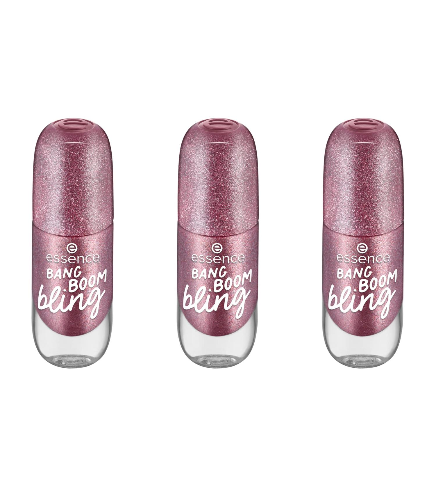 Essence Gel Nail Color No. 11 Bang Boom Bling - Long-Lasting Vegan Gel Polish (3x8ml) - Glossy Glittering Violet - Acetone-Free - Buy Online on GoSupps.com
