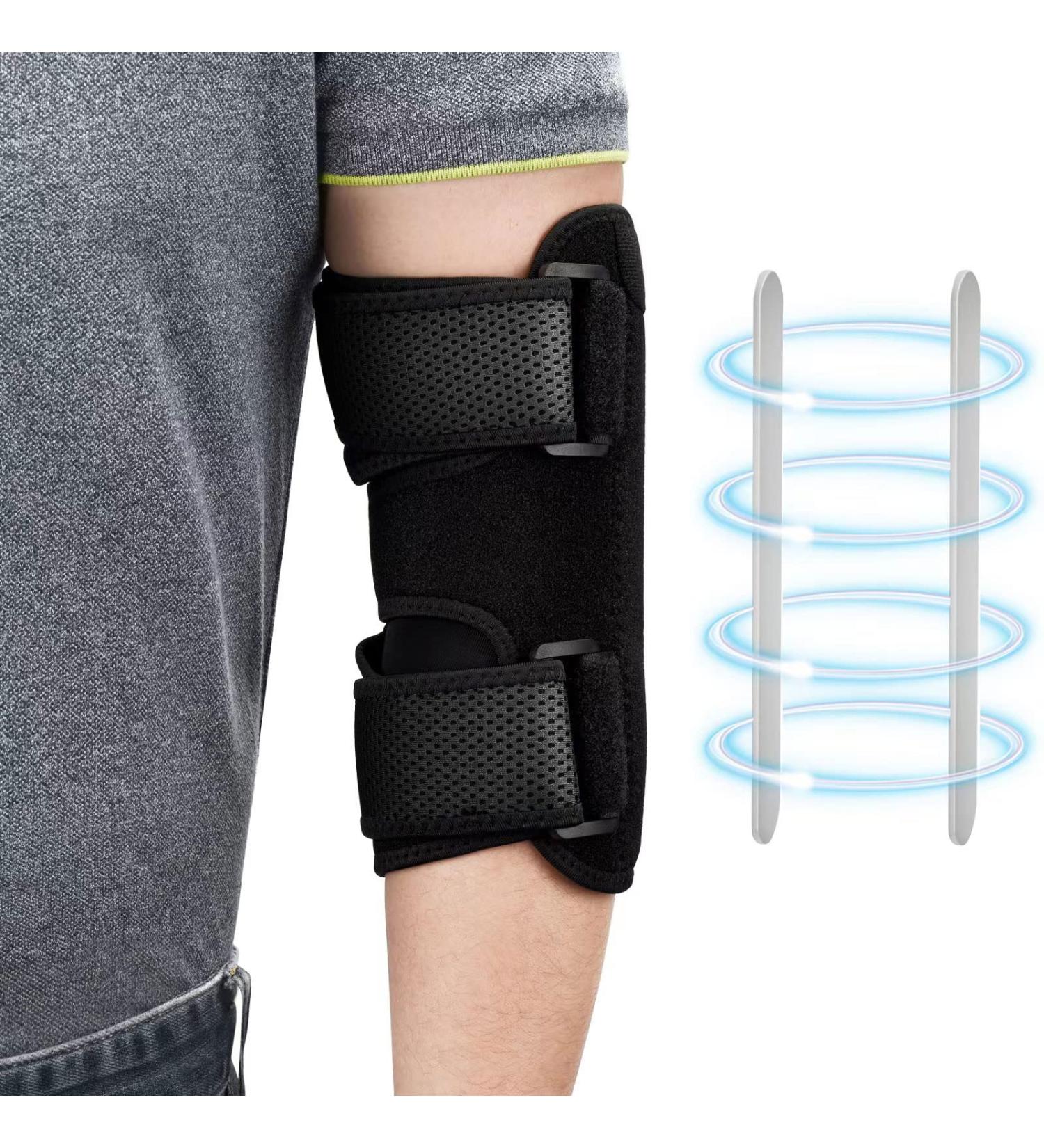 GINTRON Elbow Brace 2022 - Comfortable Night Support with Adjustable Stabilizer for Cubital Tunnel Syndrome, Tendonitis, Ulnar Nerve - Includes 2 Removable Metal Splints - Black - Buy Online on GoSupps.com