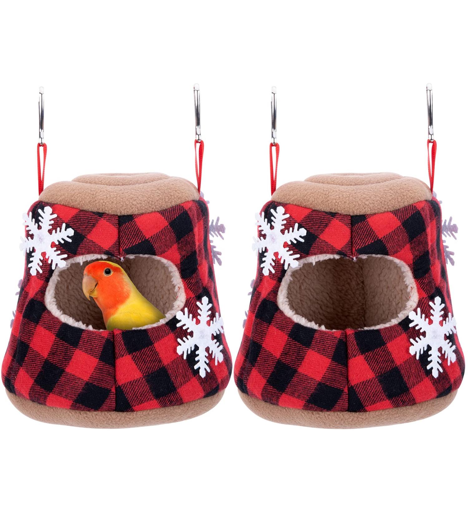 ZYP 2 Pack Winter Bird Nest & Snuggle Cave Hanging Hammock Cage - Cozy Hideaway Sleeping Bed for Parakeet, Cockatiel, Conure, Cockatoo, Macaw - Christmas Special - Buy Online on GoSupps.com
