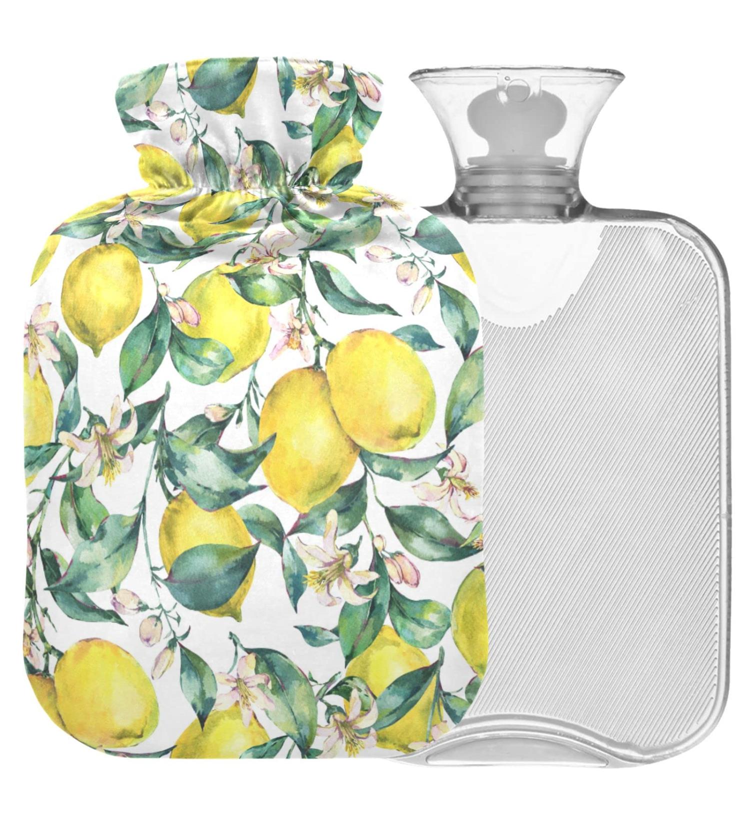 NAANLE Heat Bottle with Watercolor Flower Pattern | 1L Transparent Hot Water Bottle for Bed Hand & Foot Warmer | Pain Relief & Heat Therapy - Buy Online on GoSupps.com