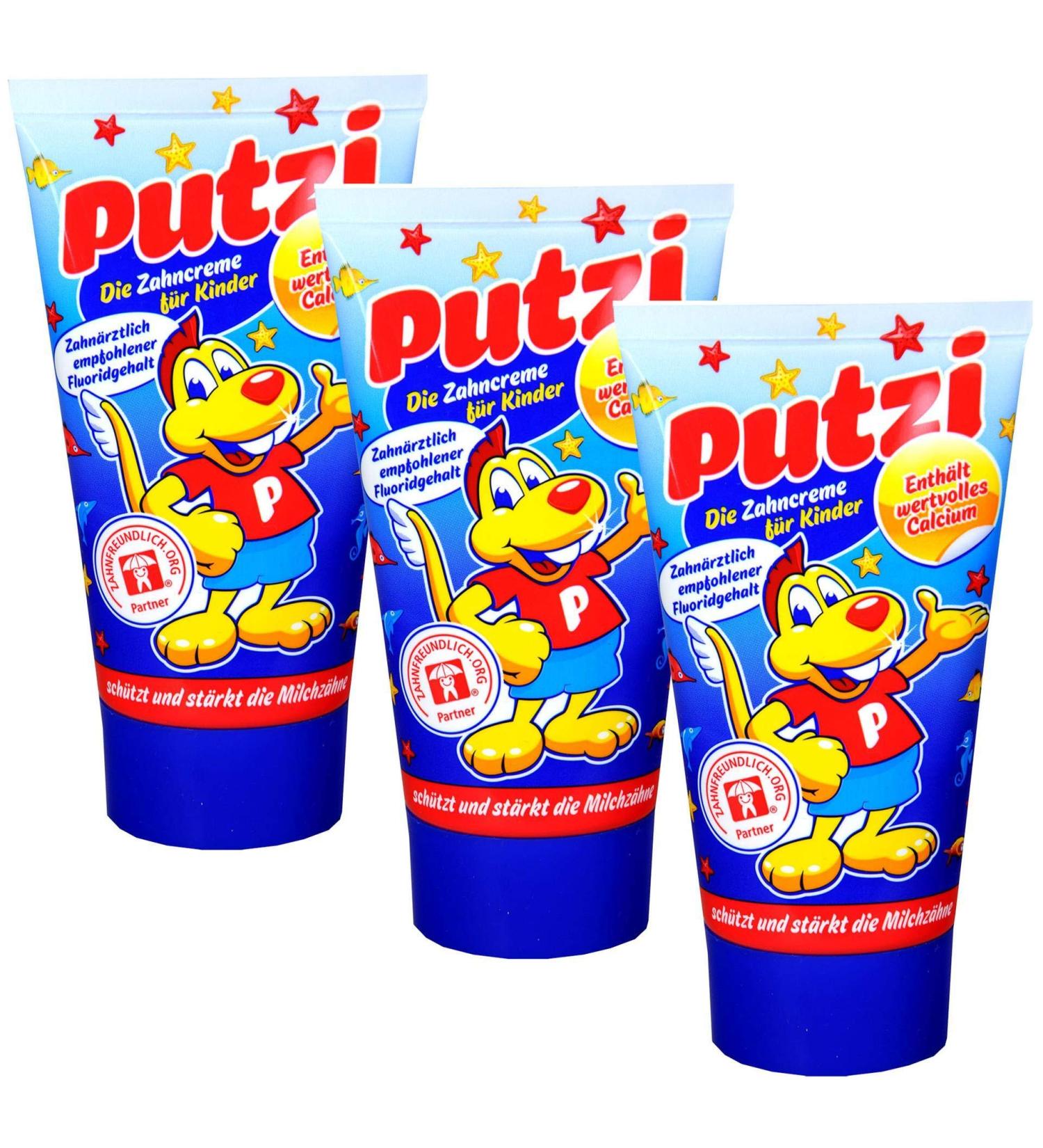 Pack of 3 Putzi Toothpaste for Children (3 x 50 ml) Children's toothpaste children's toothpaste dental care toothpaste