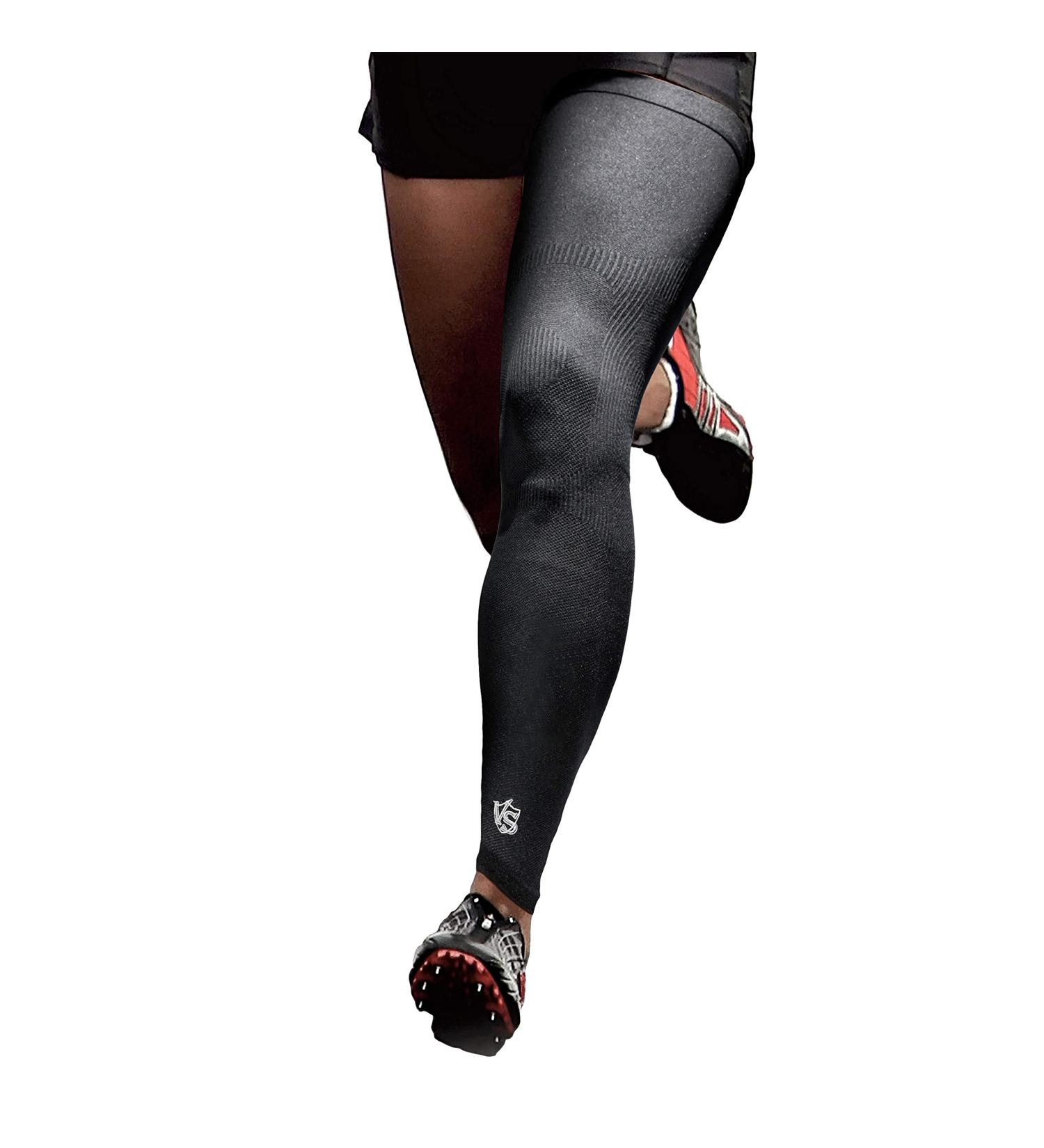 Vital Salveo Germanium Compression Leg Sleeve - X-Large Black - Support for Basketball, Arthritis - UV Protection - Men and Women - Buy Online on GoSupps.com