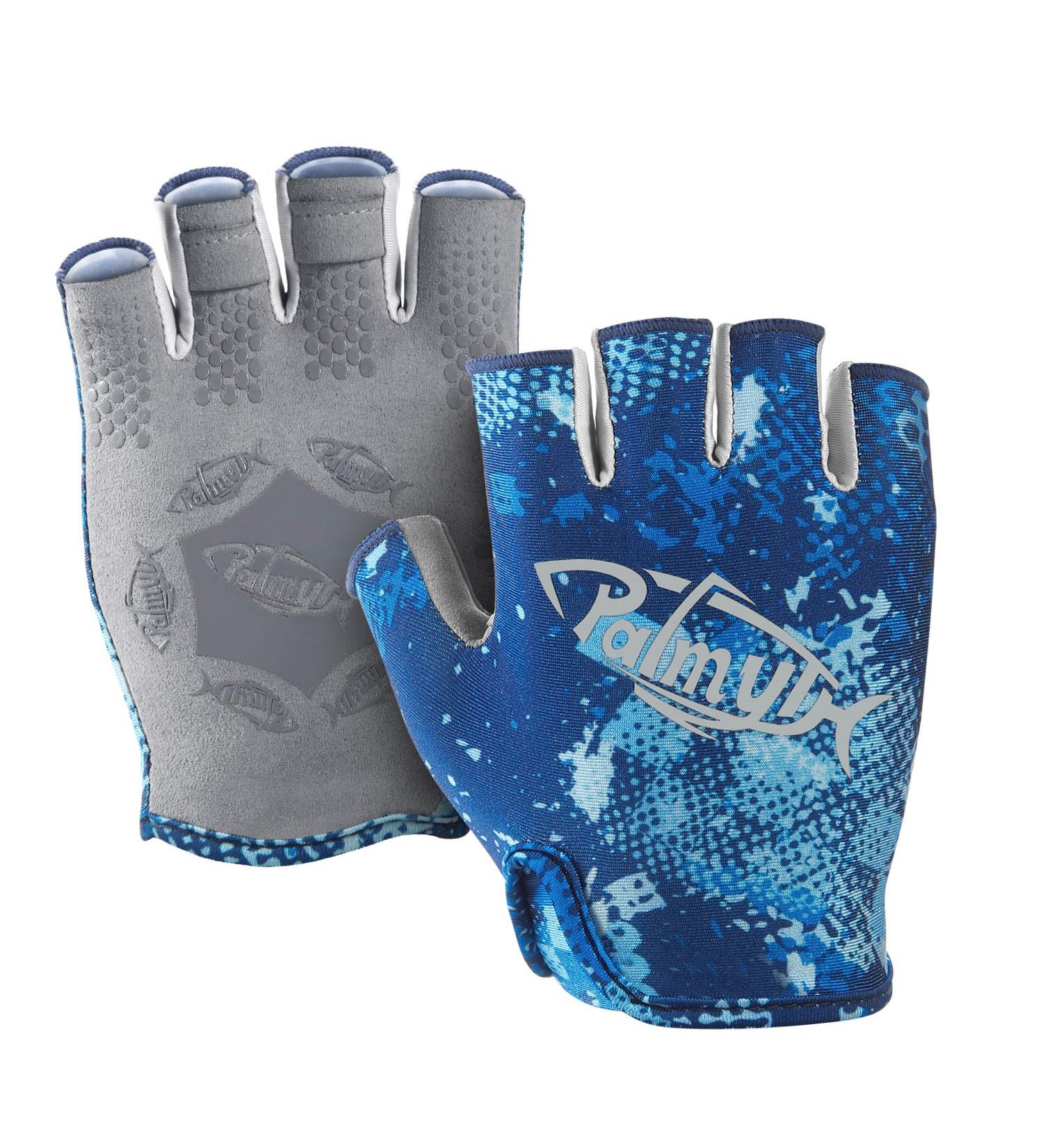 Palmyth Stubby UV Fishing Gloves UPF 50+ for Men Women - Sun Protection Fingerless Glove for Kayaking, Paddling, Canoeing, Rowing, Driving - Blue Camo, Medium - Buy Online on GoSupps.com