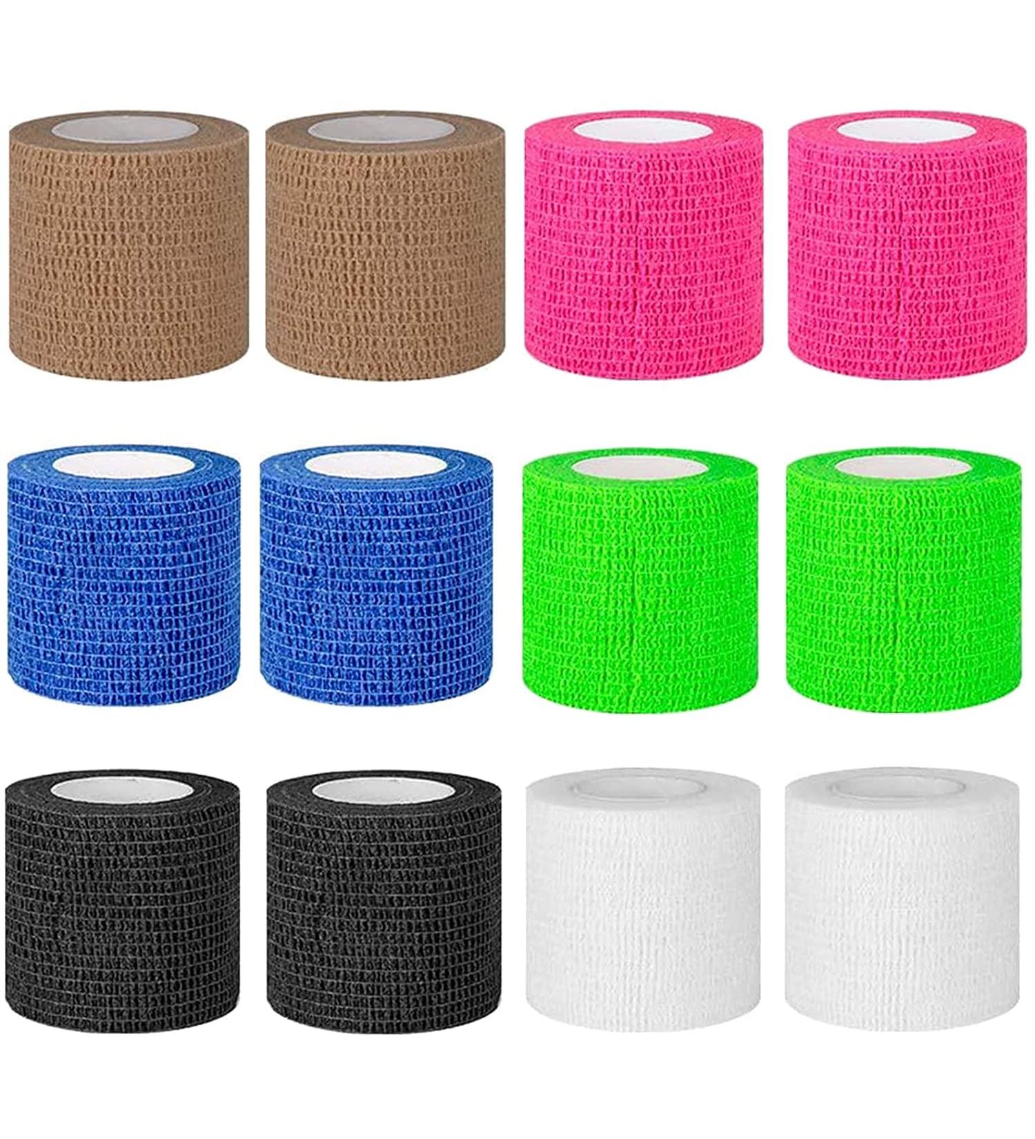 Yolaisi 12 Rolls Self-Adhesive Bandage - Elastic Cohesive Tape for Hands Toes & Fingers | Ideal Fixing & Plaster Solution for Injury & Support - Buy Online on GoSupps.com